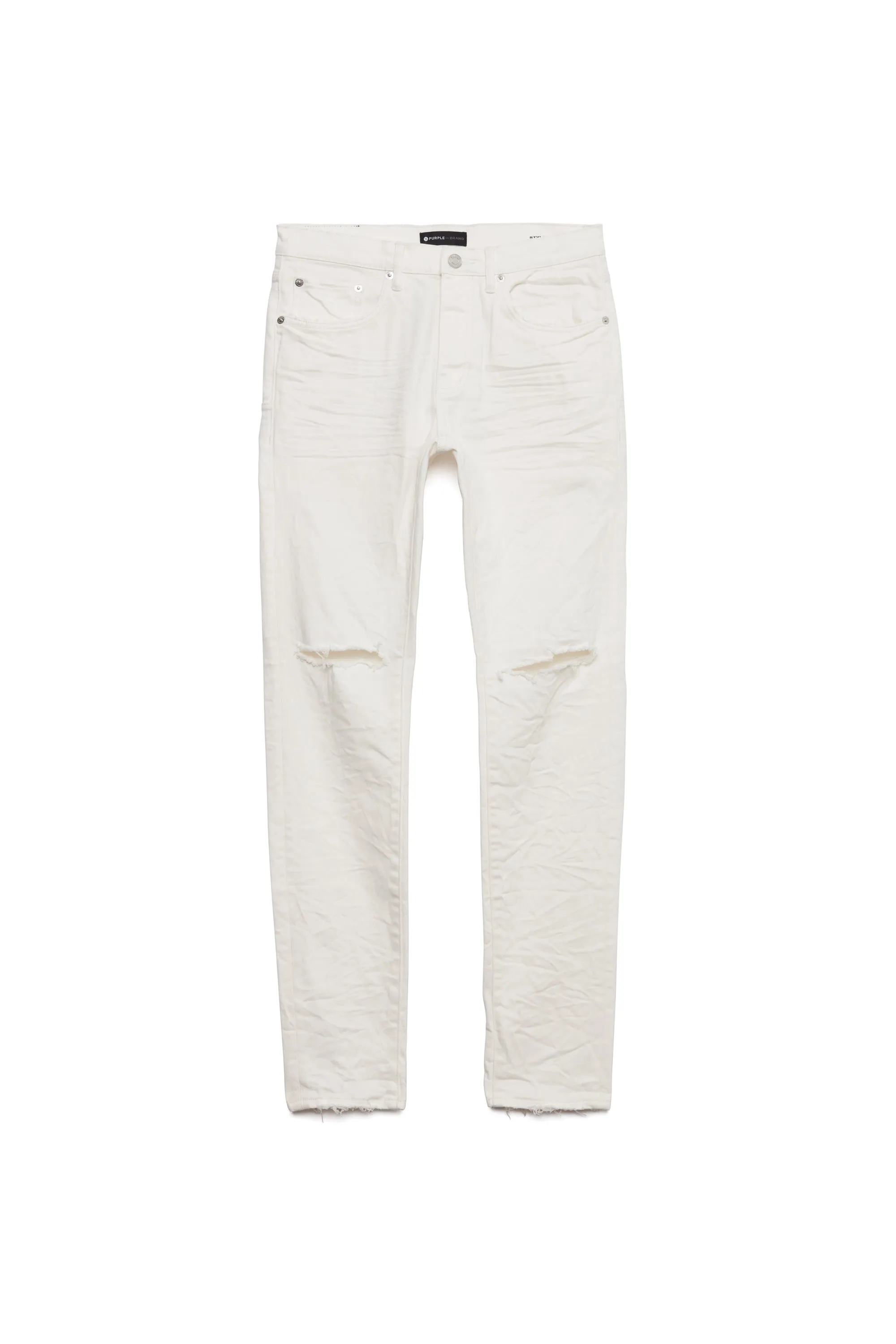 P001 LOW RISE SKINNY JEAN - Optic White Knee Slit sold by PURPLE BRAND