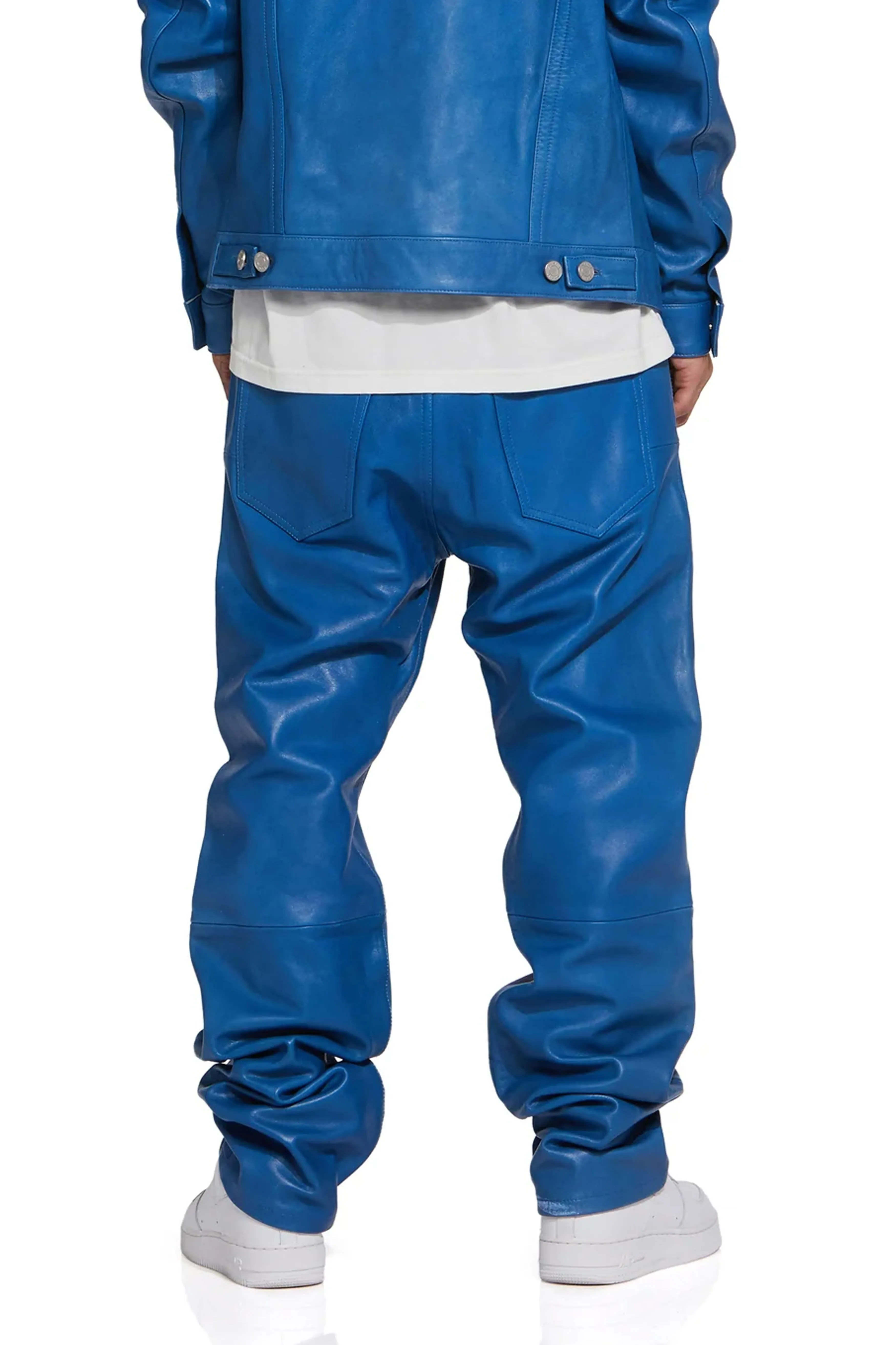 P011 MID RISE STRAIGHT LEG PANT - Leather Galaxy Blue sold by PURPLE BRAND product image thumbnail 4