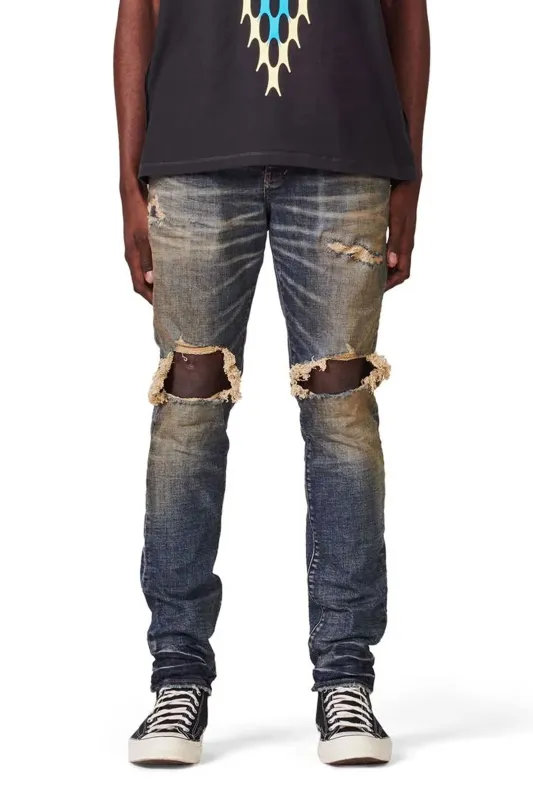 P002 MID RISE SLIM JEAN - Dirty Indigo Blowout made by PURPLE BRAND