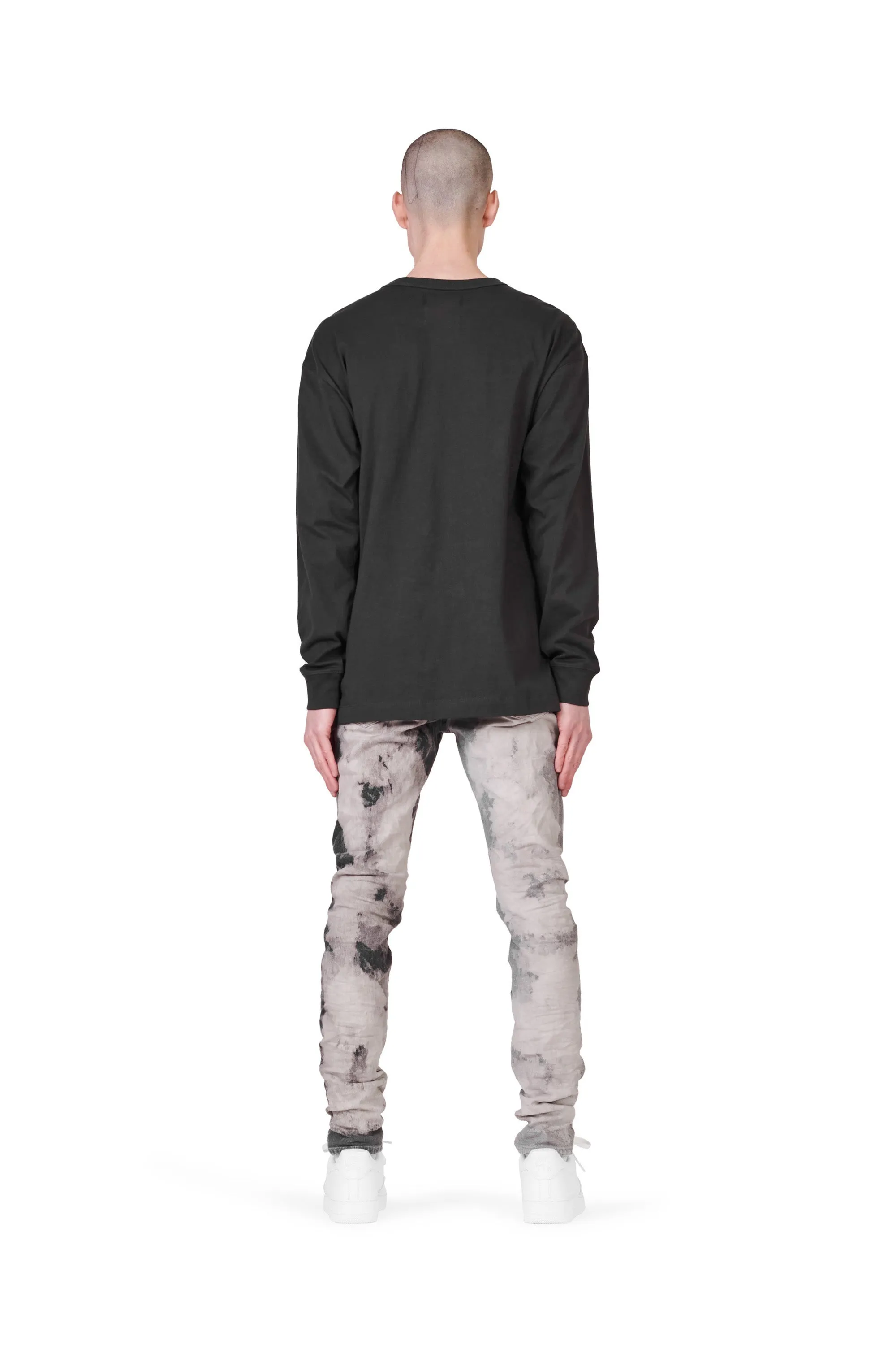 P001 LOW RISE SKINNY JEAN - Two Tone Bleach Grey sold by PURPLE BRAND product image thumbnail 4