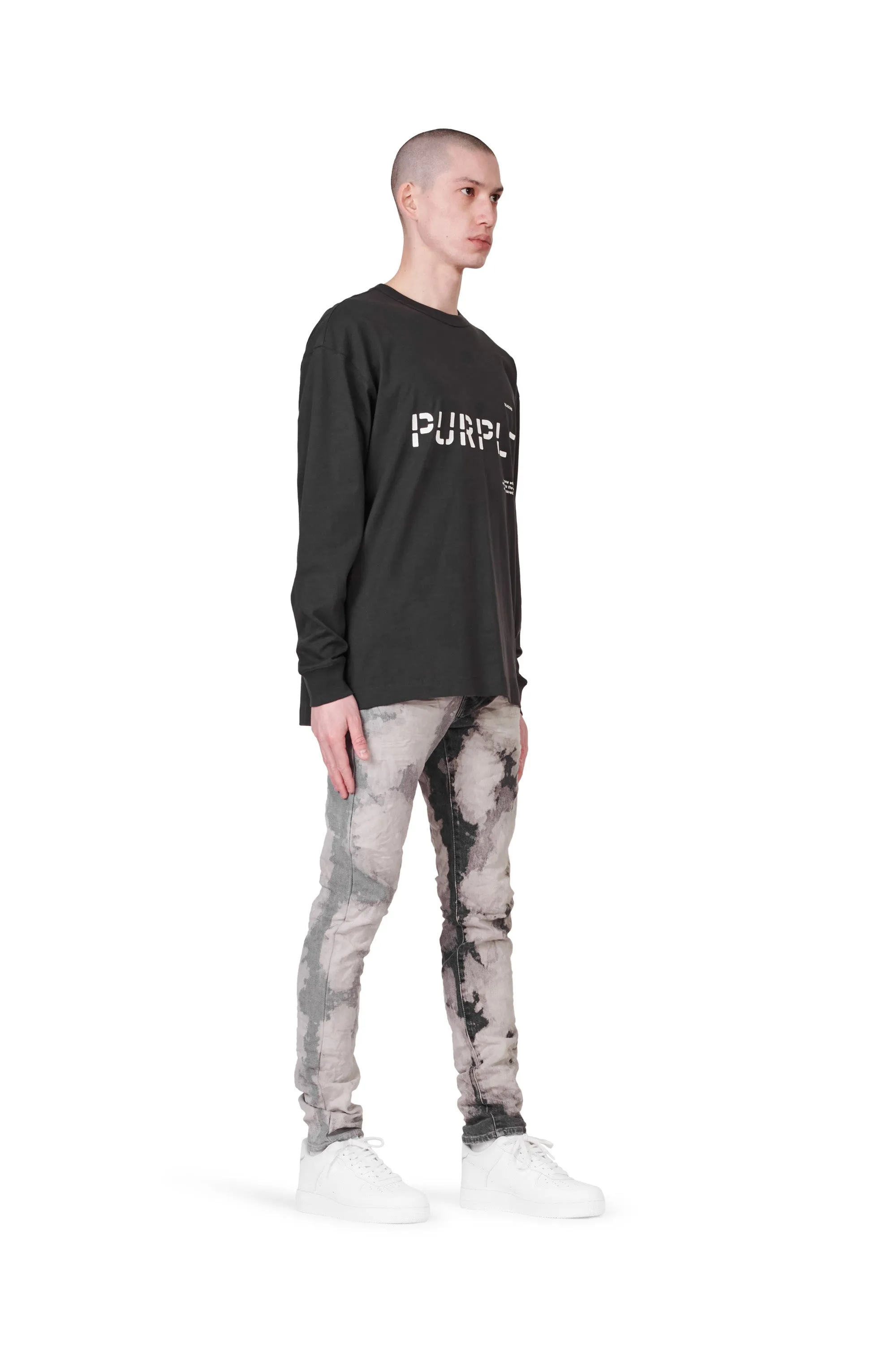 P001 LOW RISE SKINNY JEAN - Two Tone Bleach Grey sold by PURPLE BRAND product image thumbnail 5
