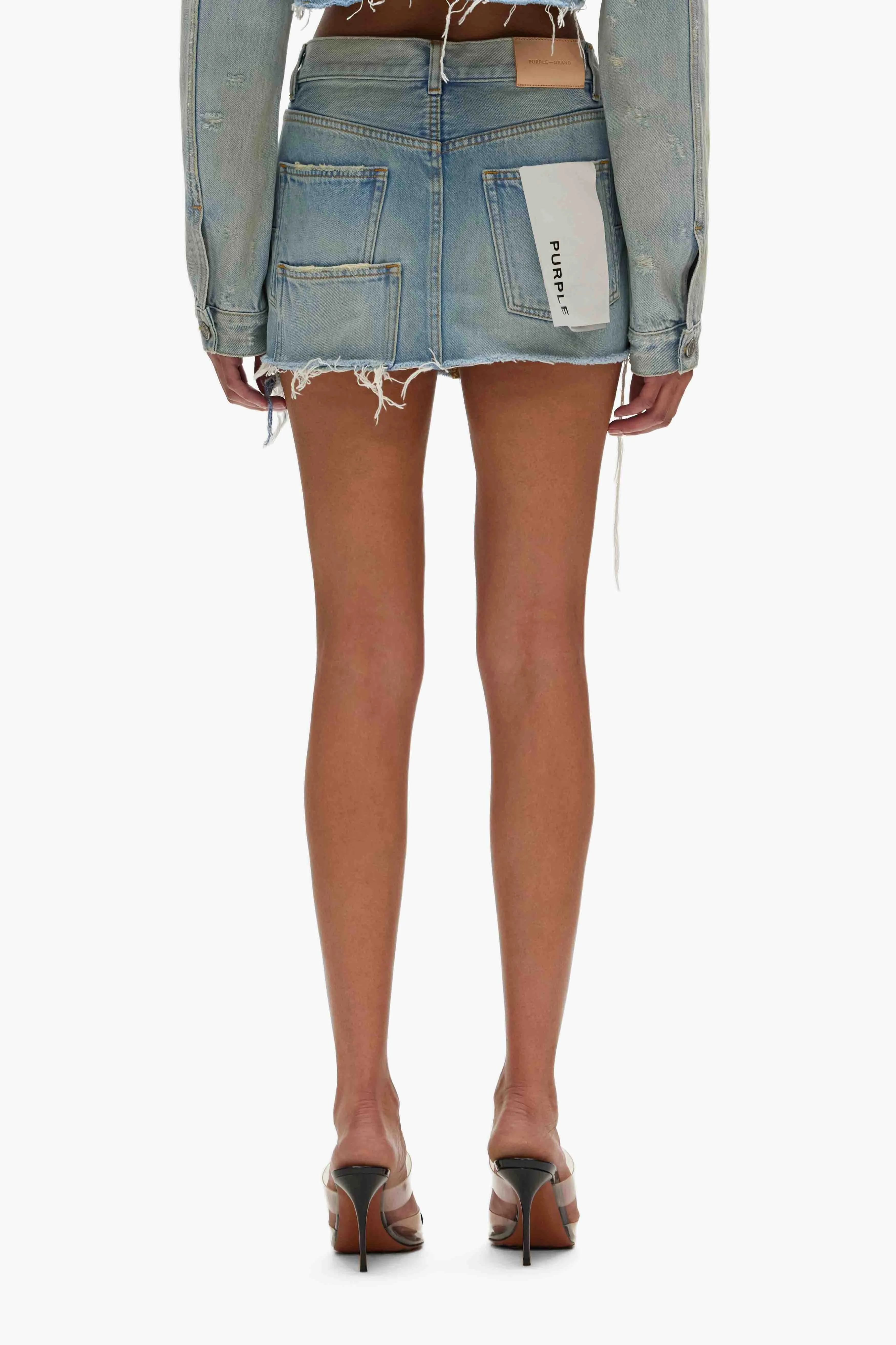 Double Denim Mini Skirt sold by PURPLE BRAND product image thumbnail 3