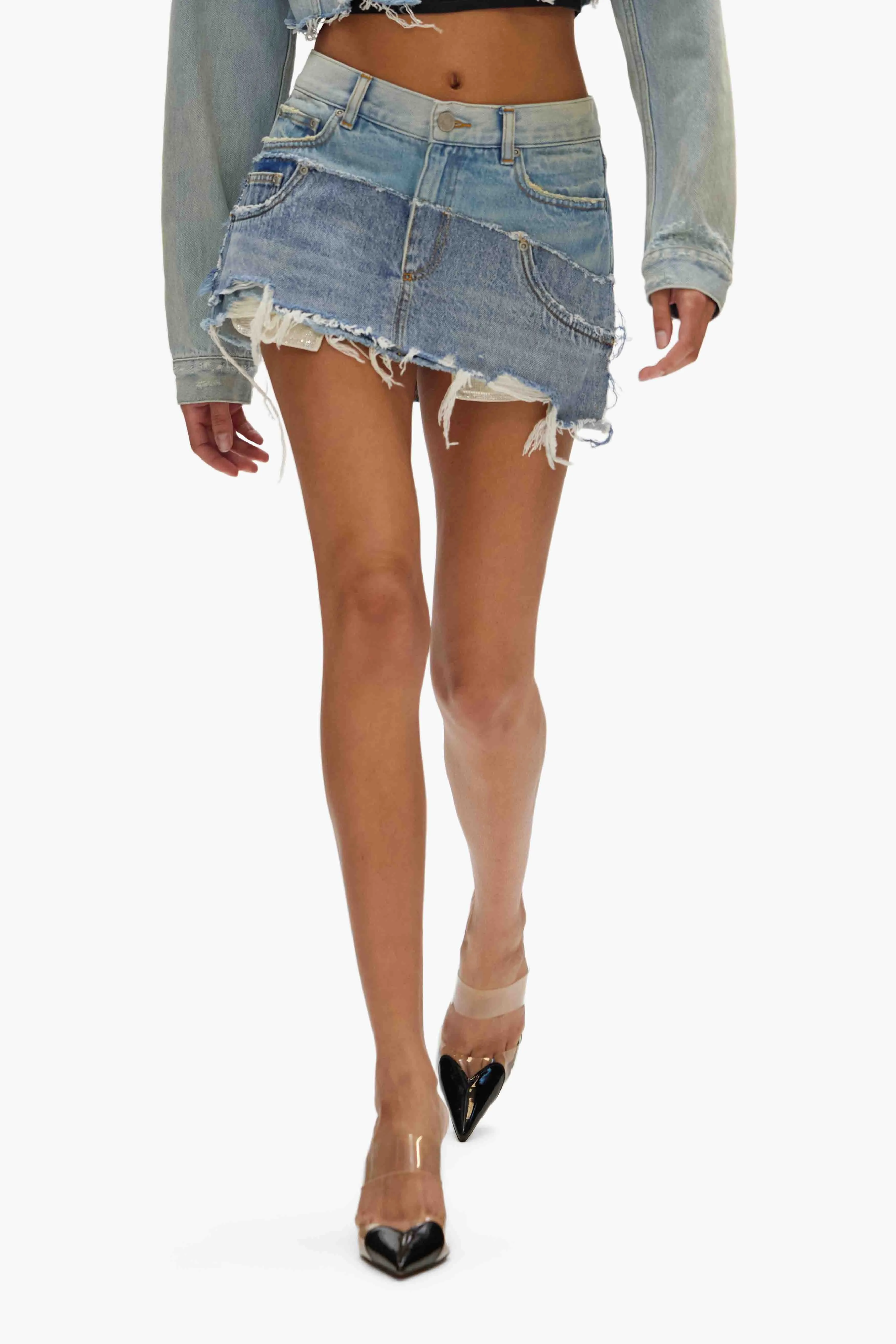 Double Denim Mini Skirt sold by PURPLE BRAND product image thumbnail 4
