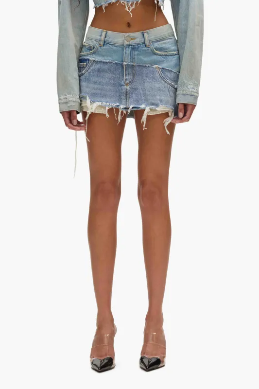 Double Denim Mini Skirt made by PURPLE BRAND