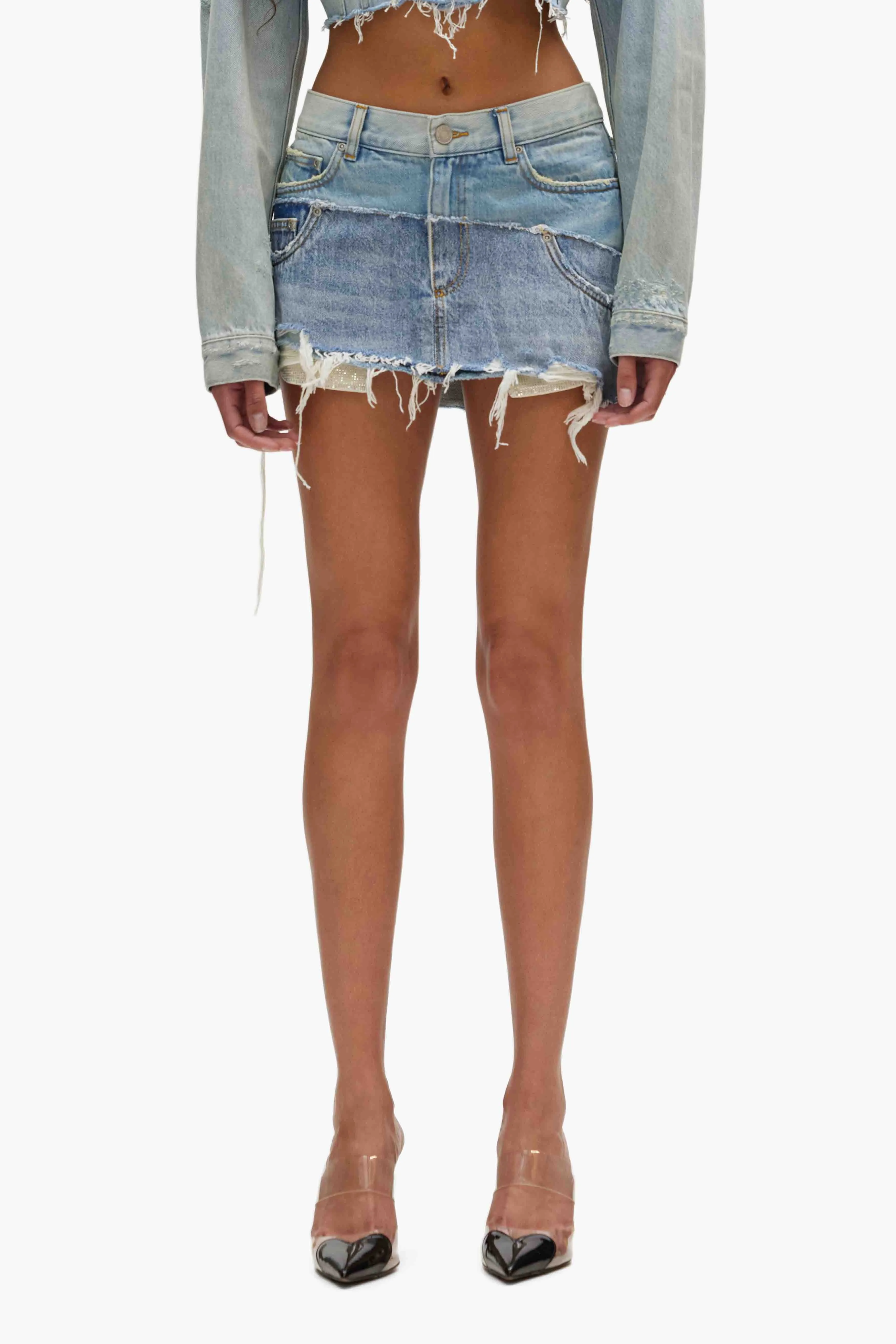 Double Denim Mini Skirt sold by PURPLE BRAND