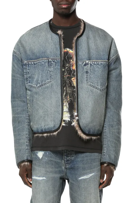 Reversible Fur Denim Jacket made by PURPLE BRAND