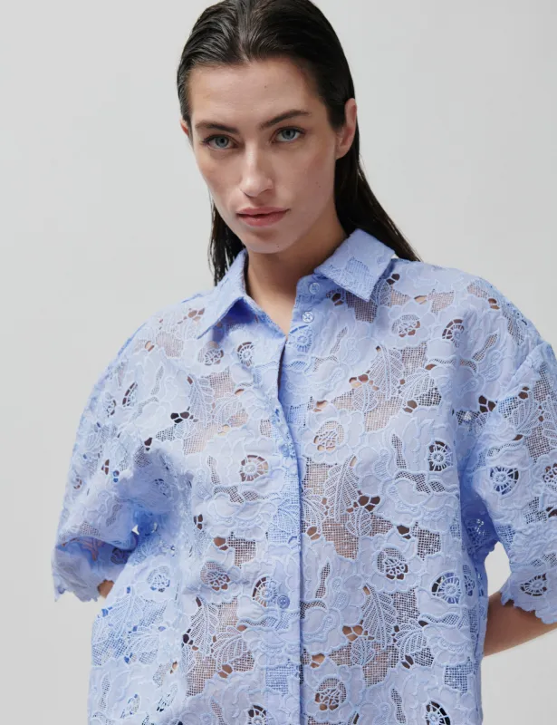 2ND Austinas - Broderi Anglaise Mix - Shirt - CASHMERE BLUE made by DAY Birger et Mikkelsen