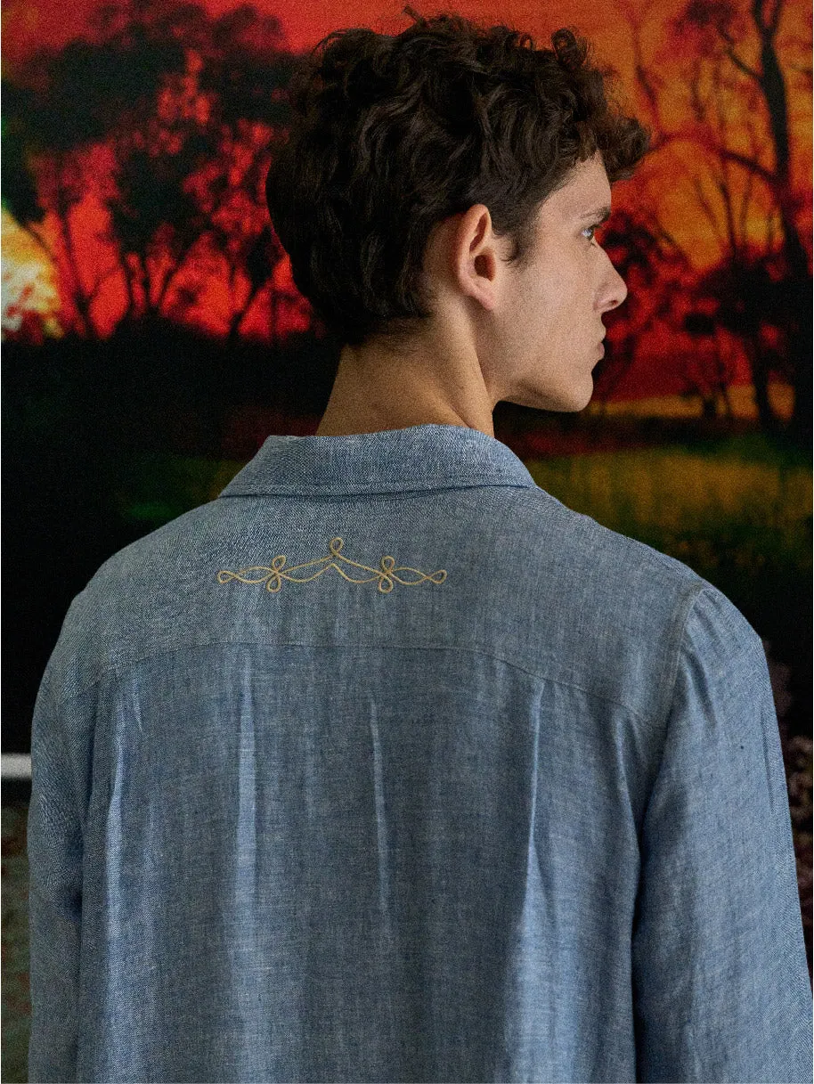 Pigiama Gio in Washed Blue Linen - Yali x Telerie Spadari sold by Yali Milano product image thumbnail 2