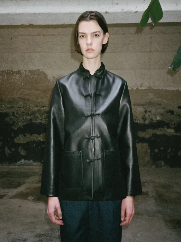 Maggio Blazer in Obsidian Genuine Leather made by Yali Milano