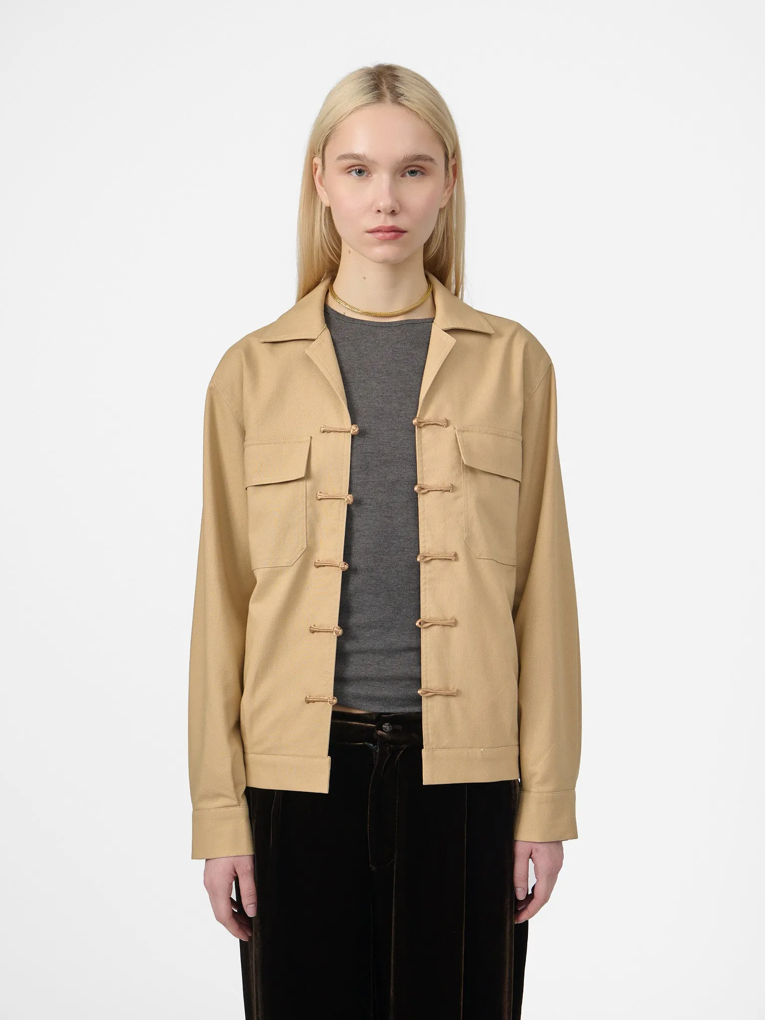 Weekend Jacket in Champagne Cotton Linen sold by Yali Milano product image thumbnail 2