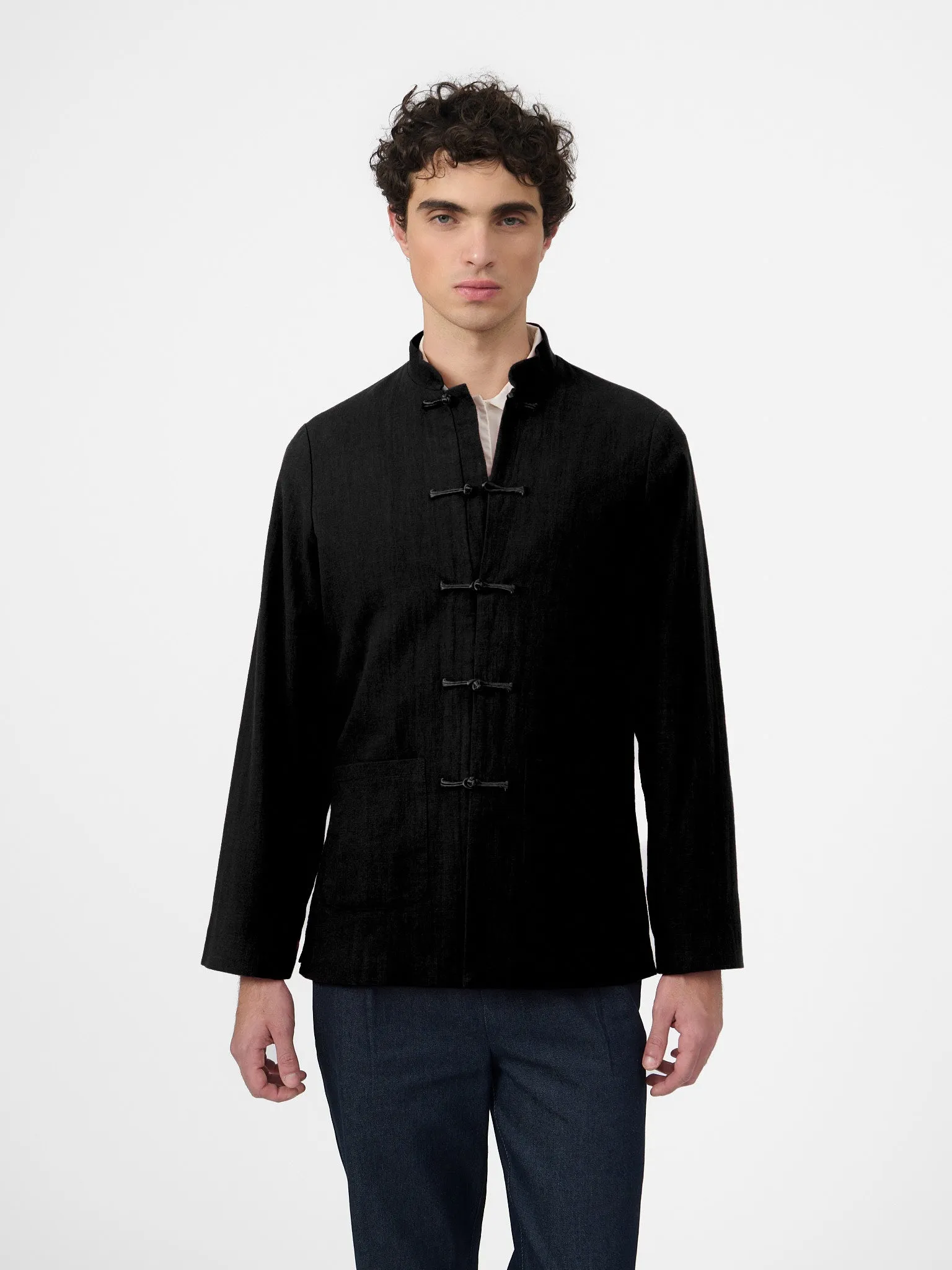 Maggio Blazer in Charcoal Linen sold by Yali Milano