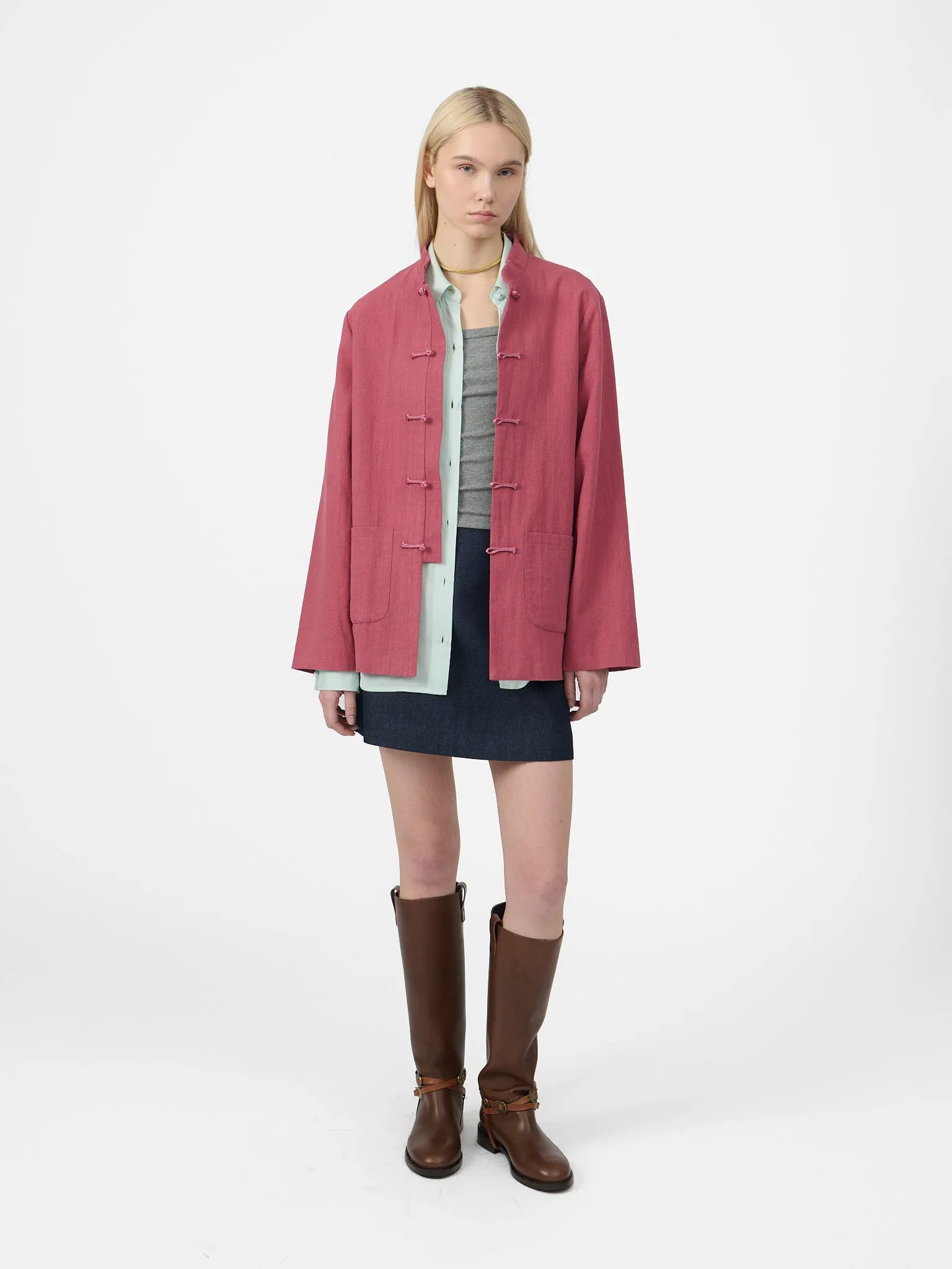 Maggio Blazer in Dusty Amaranth Linen sold by Yali Milano product image thumbnail 5