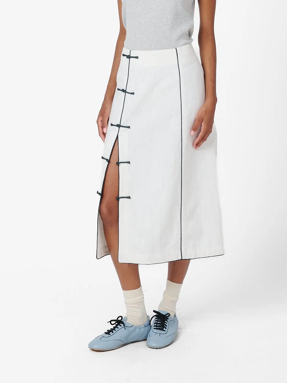 Lola Skirt in White Linen sold by Yali Milano product image thumbnail 3