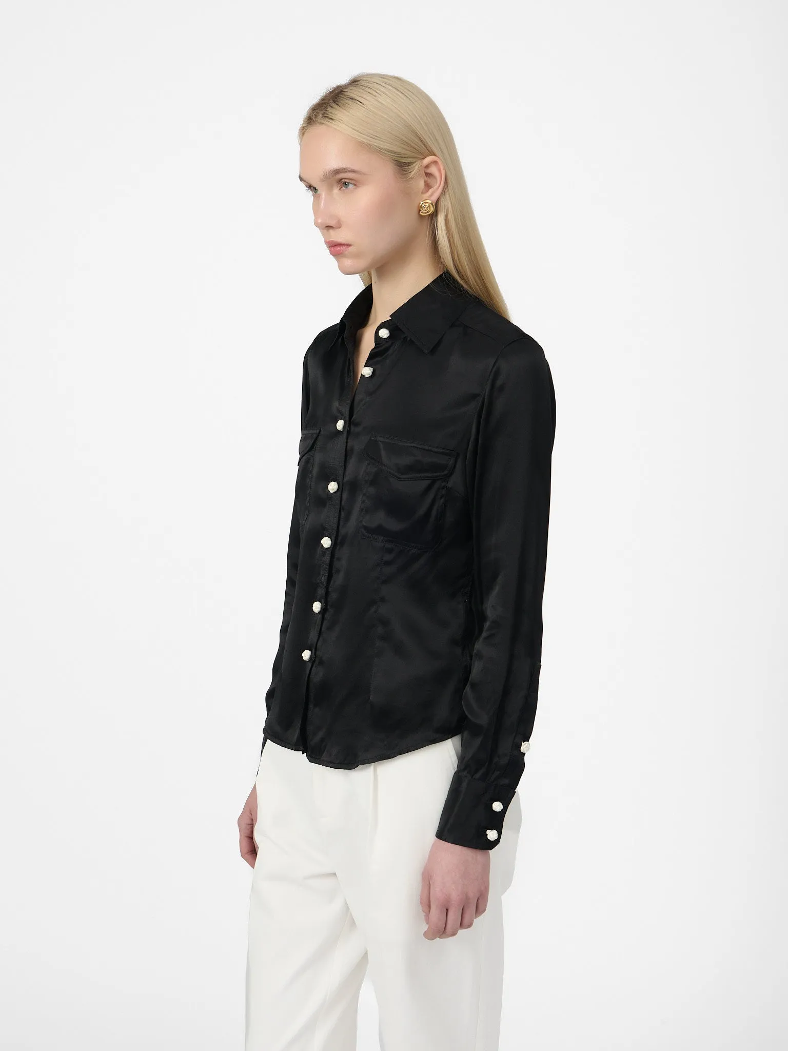 Shirt in Black Silk sold by Yali Milano product image thumbnail 2
