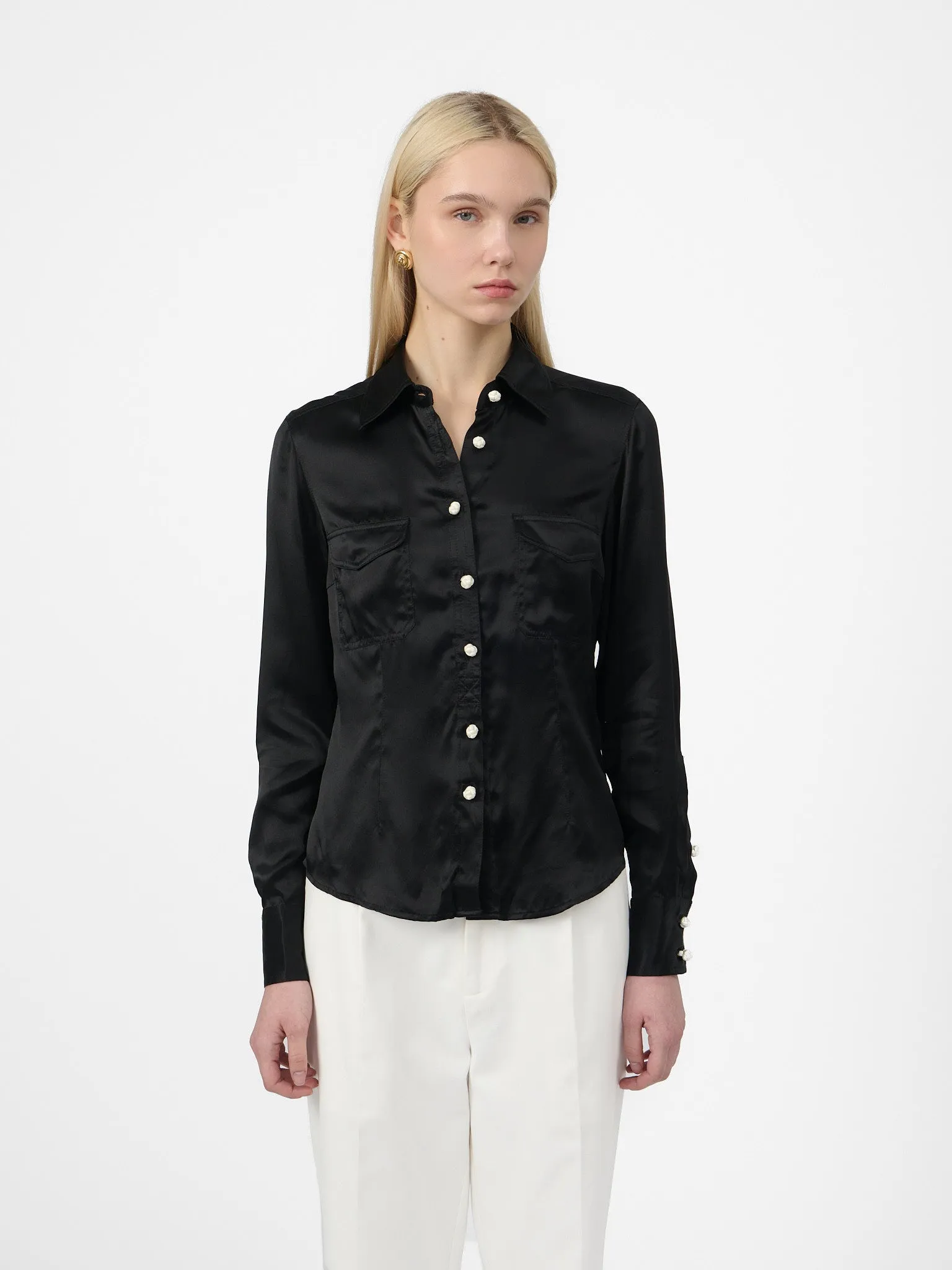 Shirt in Black Silk sold by Yali Milano