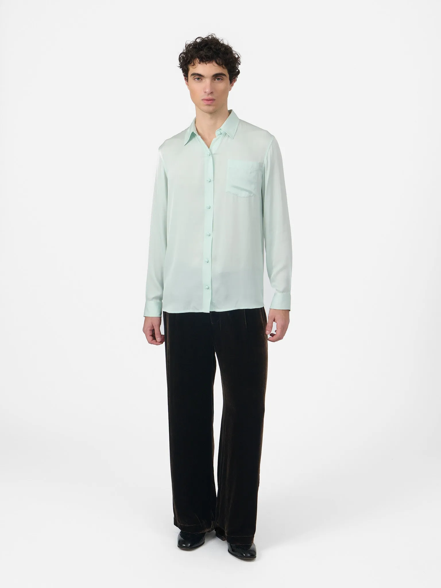 Ziggy Shirt in Sea Dust Silk sold by Yali Milano product image thumbnail 4