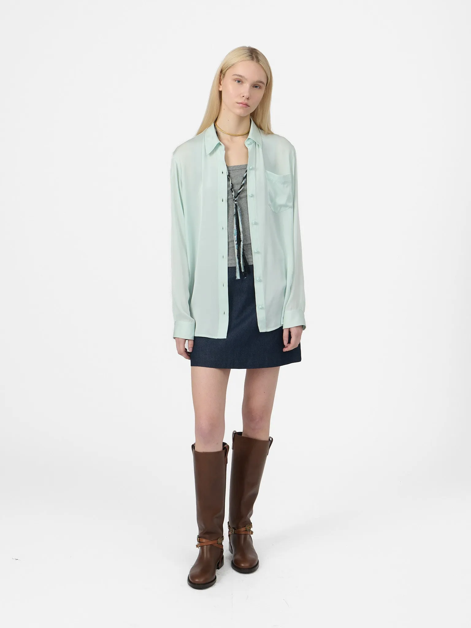 Ziggy Shirt in Sea Dust Silk sold by Yali Milano product image thumbnail 5
