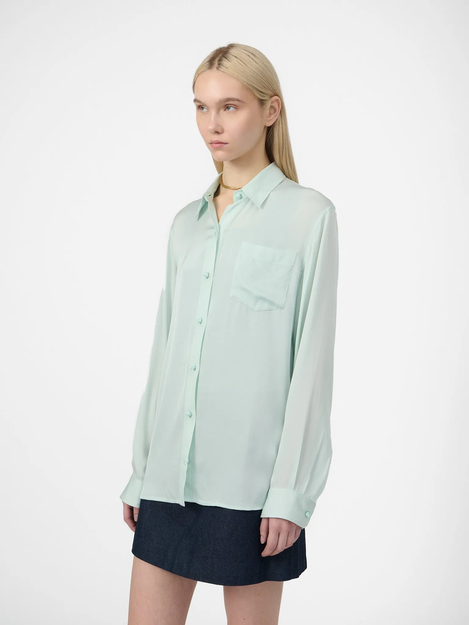 Ziggy Shirt in Sea Dust Silk sold by Yali Milano product image thumbnail 3