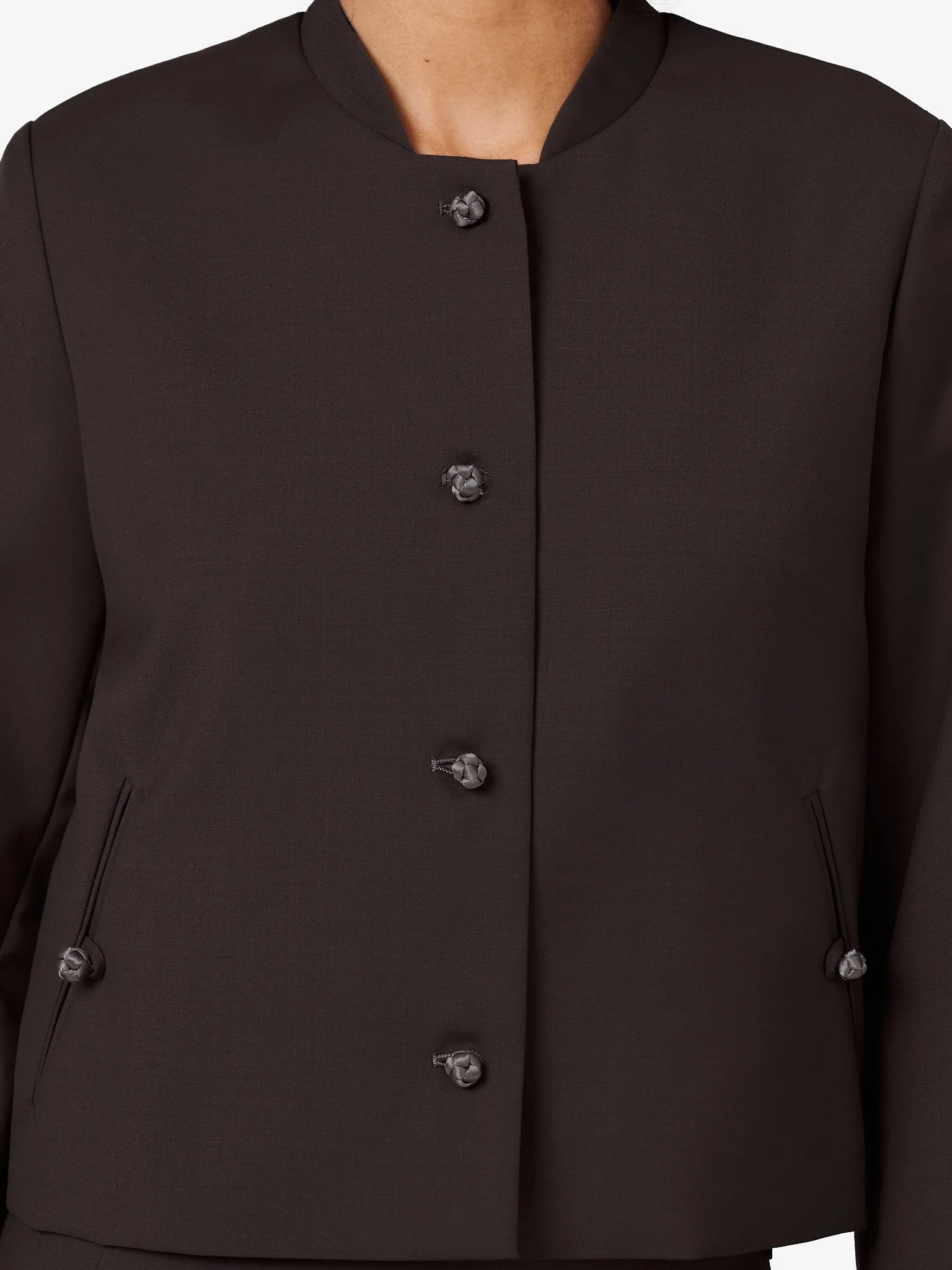 Crop Jacket in Petrol Wool Twill sold by Yali Milano product image thumbnail 4