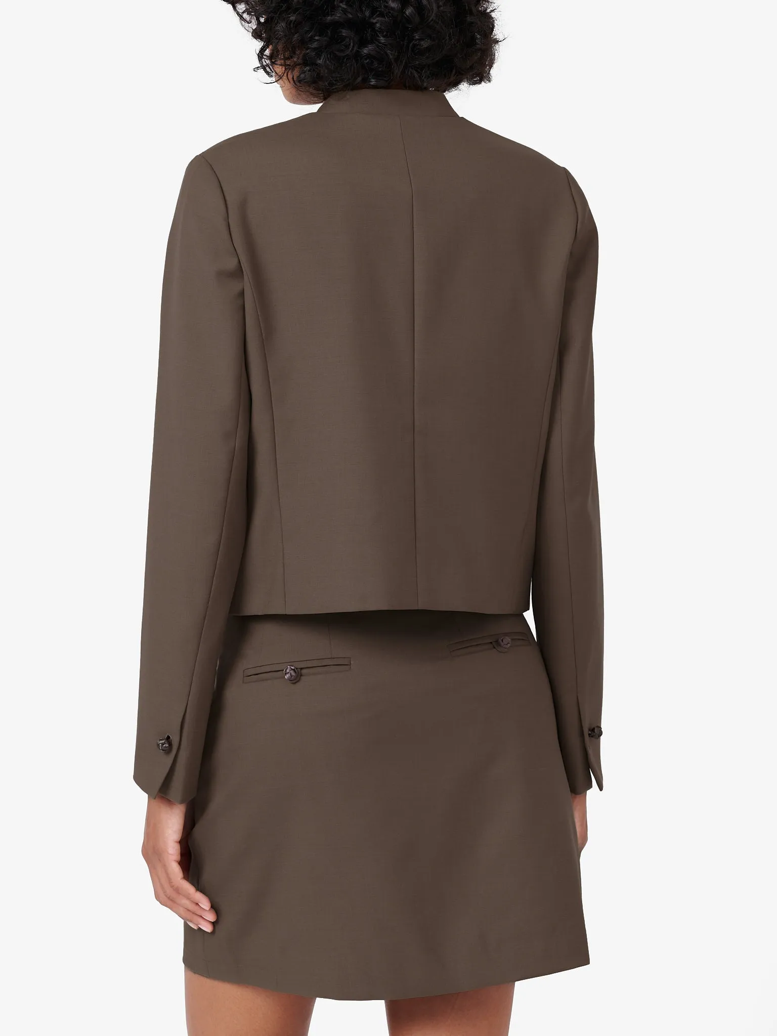 Crop Jacket in Cedar Brown Wool Twill sold by Yali Milano product image thumbnail 5