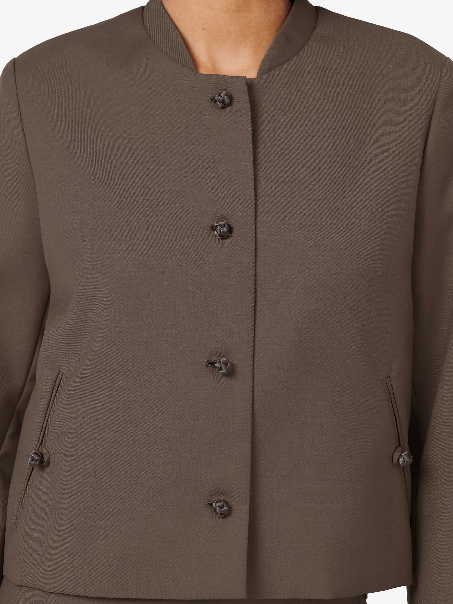 Crop Jacket in Cedar Brown Wool Twill sold by Yali Milano product image thumbnail 3