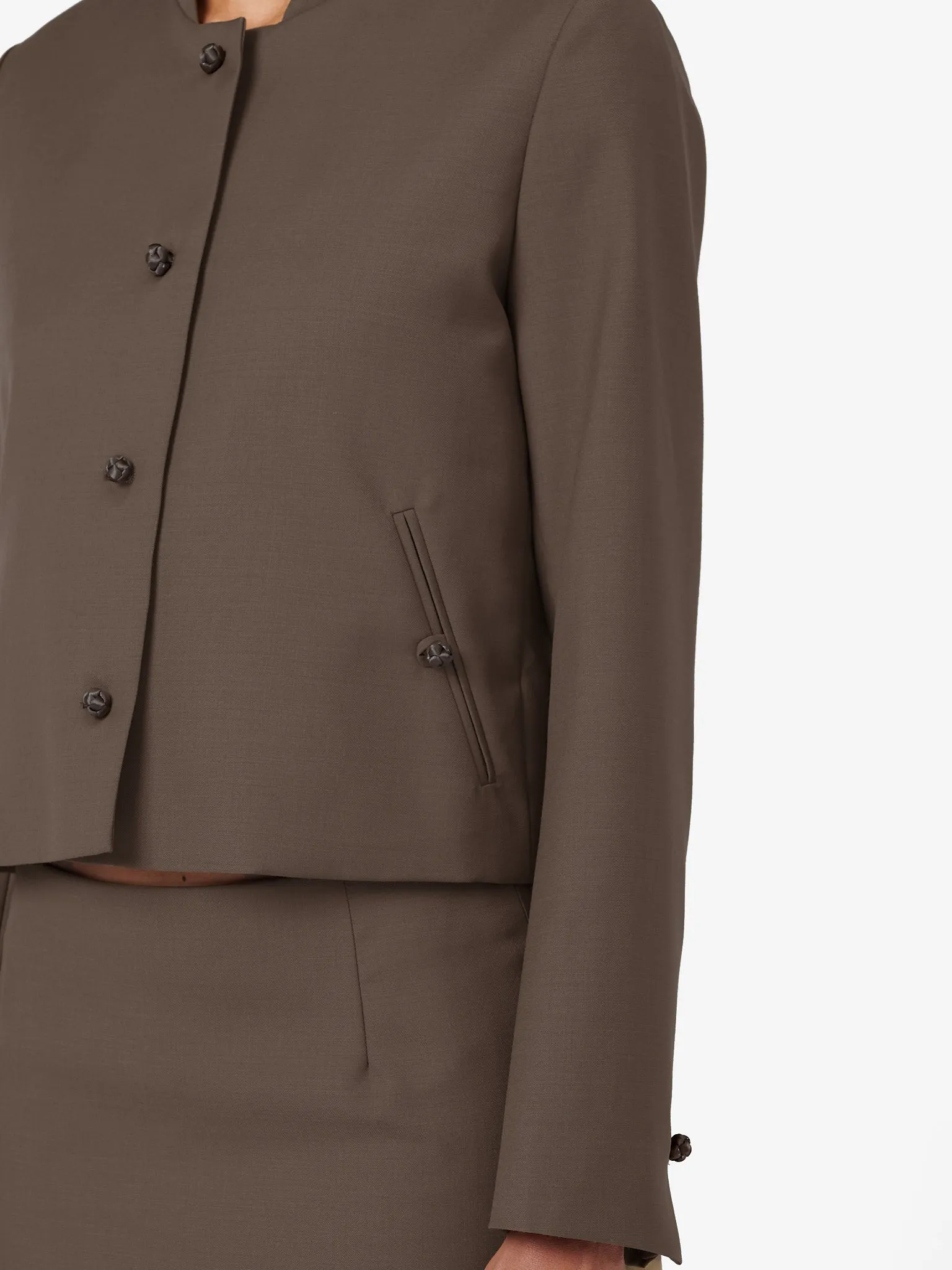 Crop Jacket in Cedar Brown Wool Twill sold by Yali Milano product image thumbnail 2