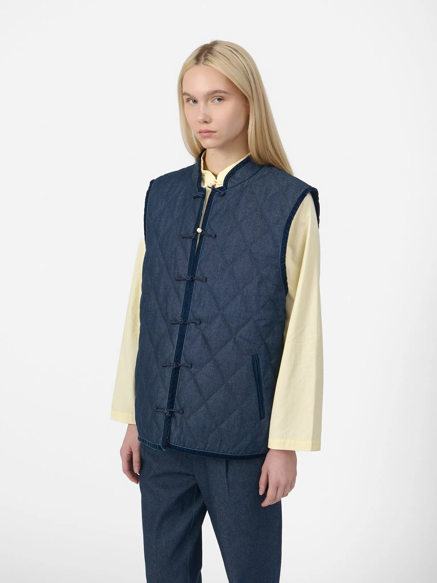 Charlie Vest in Raw Denim sold by Yali Milano product image thumbnail 3