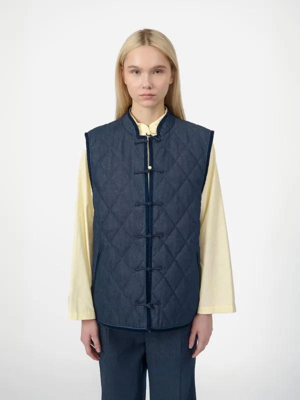 Charlie Vest in Raw Denim made by Yali Milano