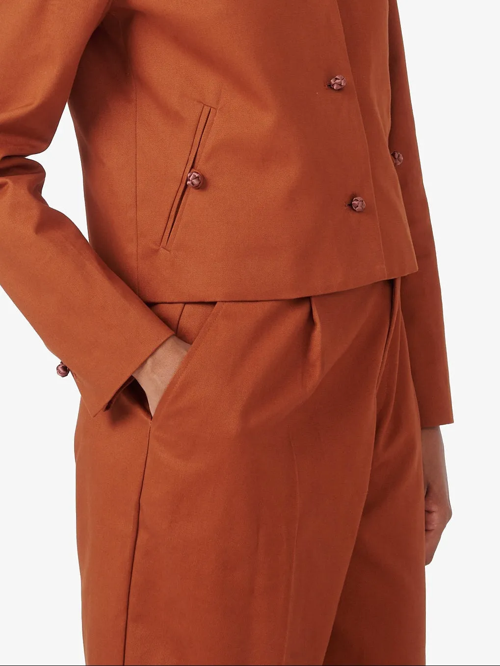 Jane Bermuda in Brick Cotton Twill sold by Yali Milano product image thumbnail 3