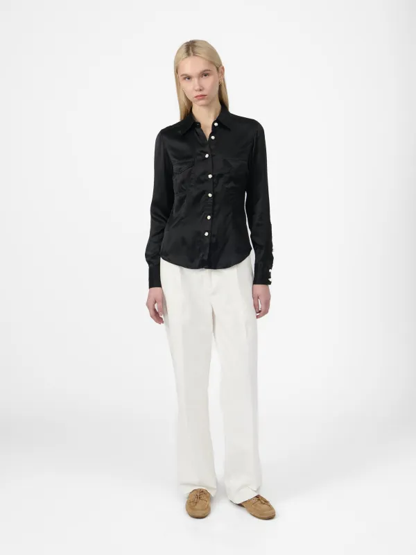 Suit Pants in White Cotton Twill made by Yali Milano