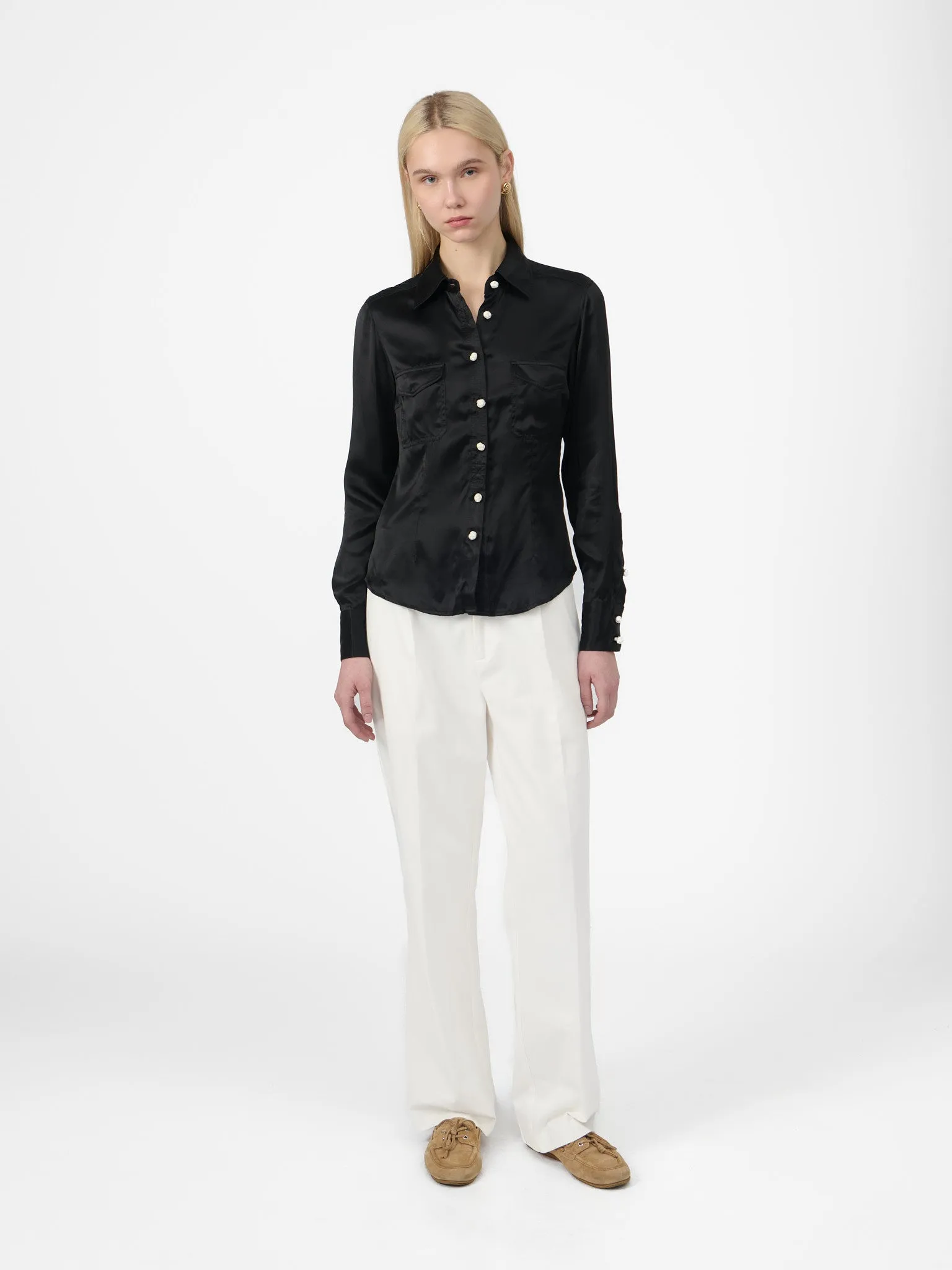 Suit Pants in White Cotton Twill sold by Yali Milano