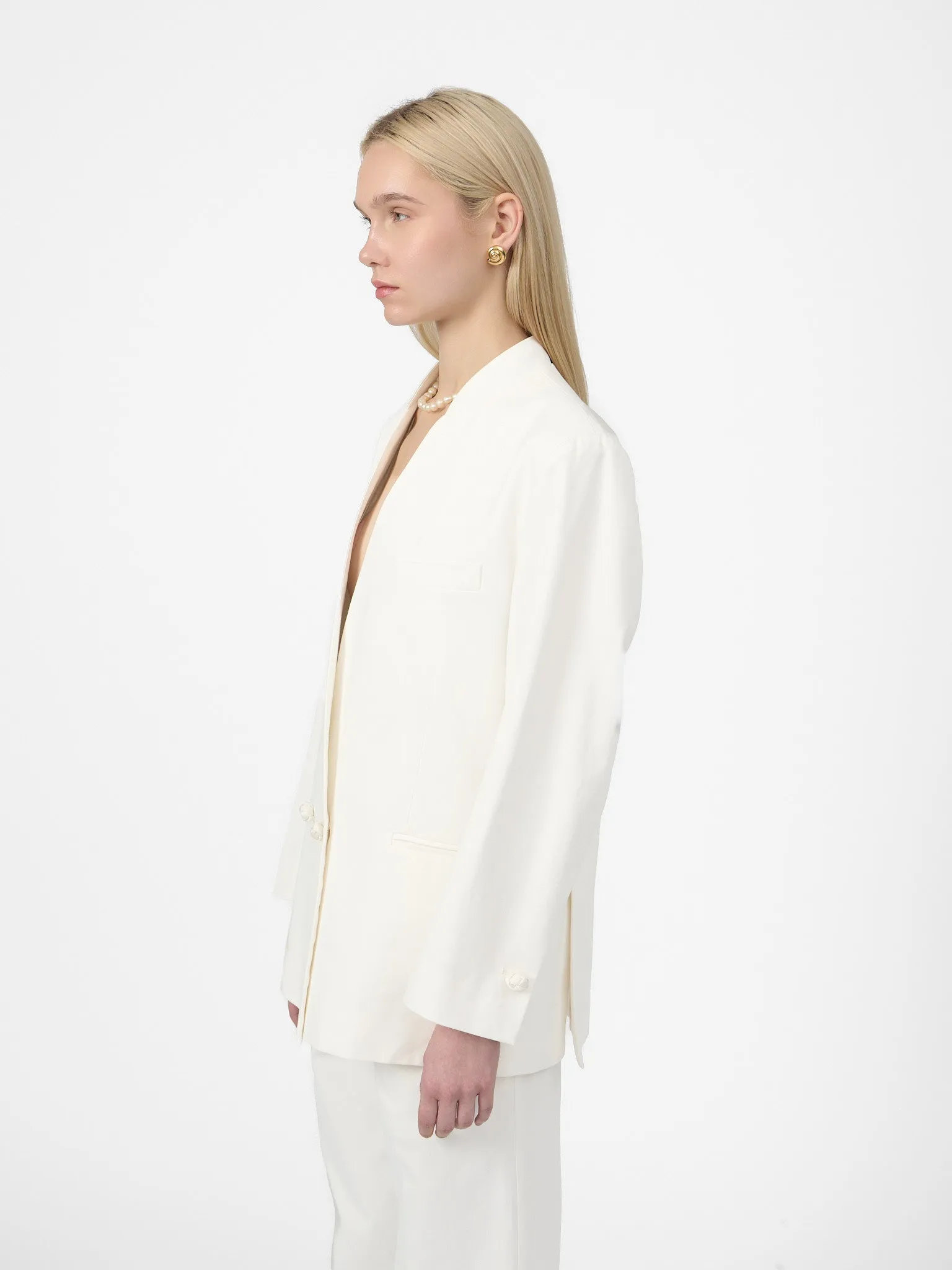 Airport Blazer in White Cotton Twill sold by Yali Milano product image thumbnail 3