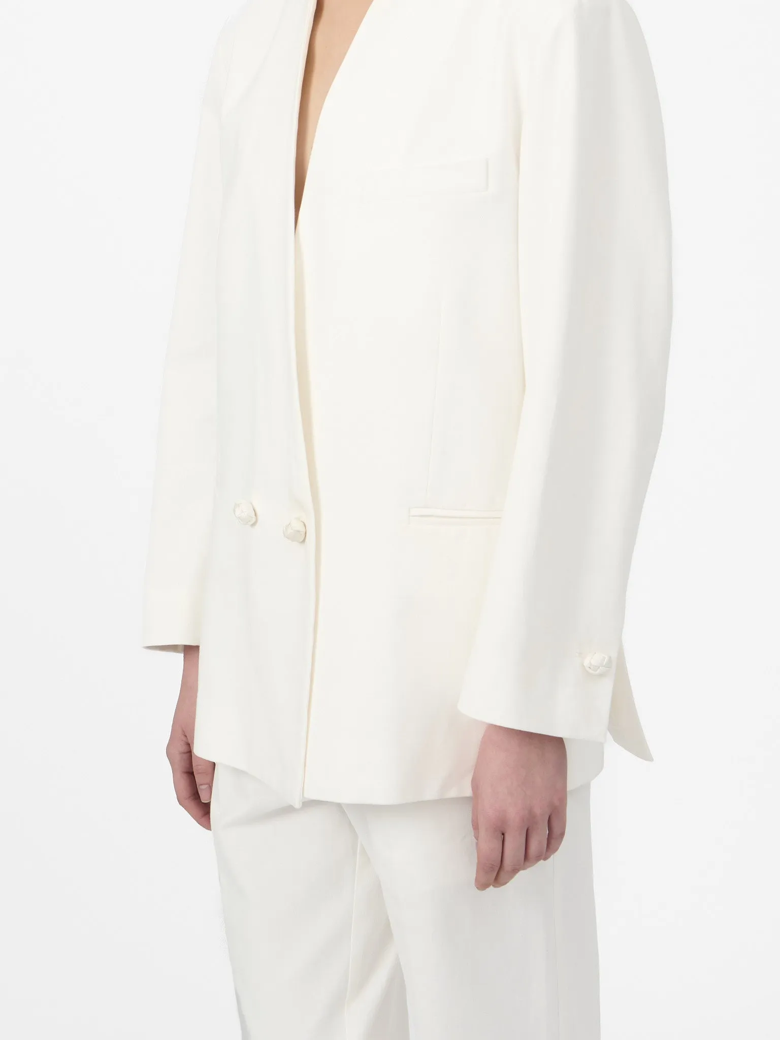 Airport Blazer in White Cotton Twill sold by Yali Milano product image thumbnail 2