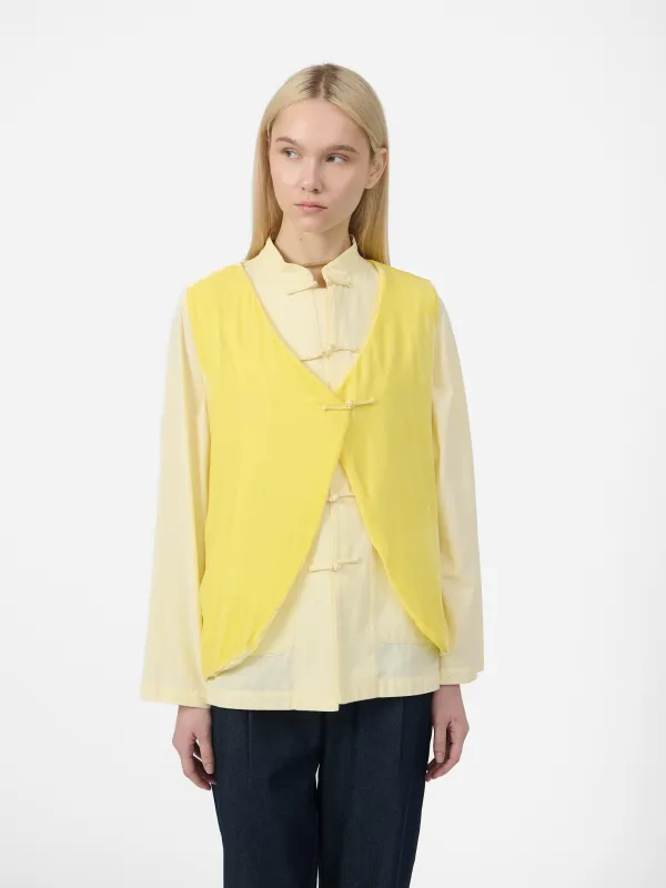 Fumoar Short Vest in Yellow Velvet made by Yali Milano