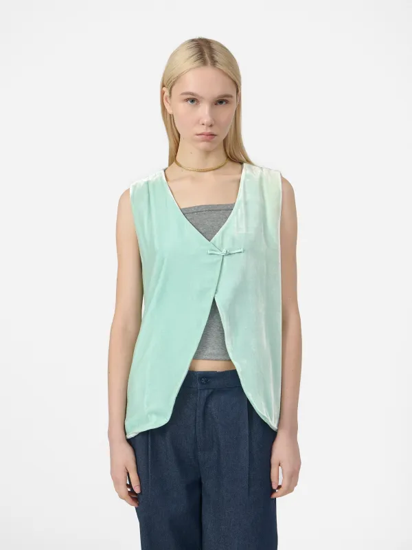 Fumoar Short Vest in Sea Dust Velvet made by Yali Milano