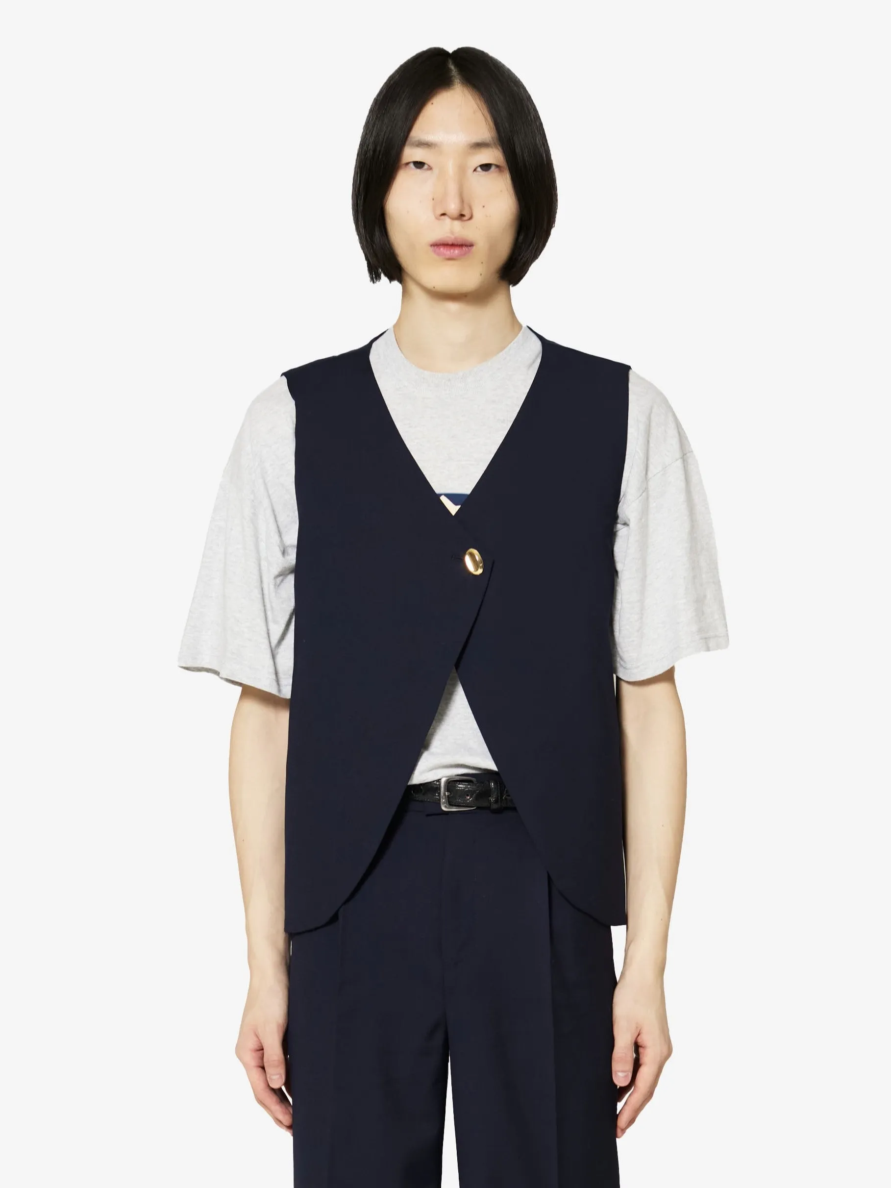 Fumoar Short Vest in Blue Goldstone Wool sold by Yali Milano product image thumbnail 2