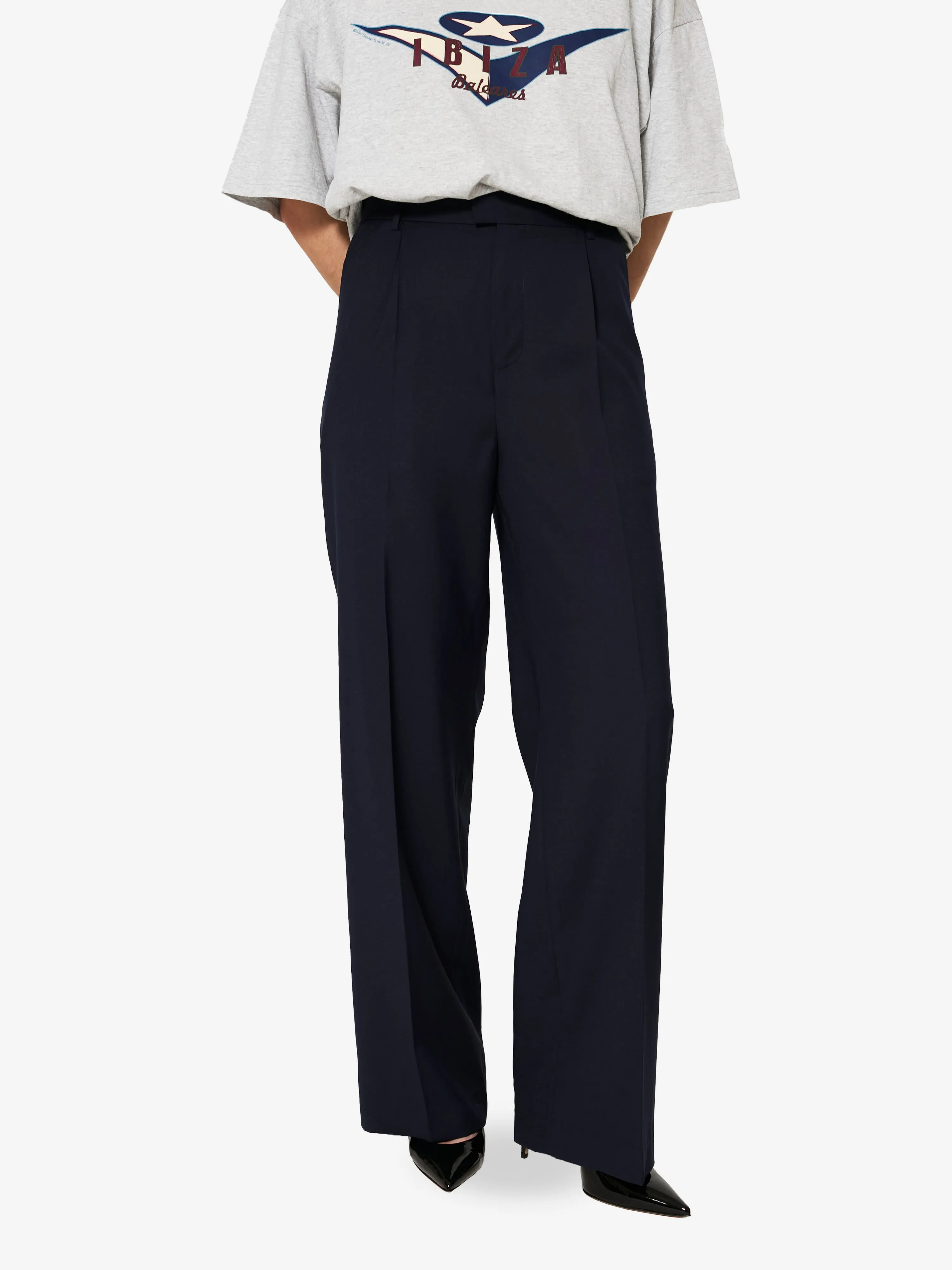 Bondie Pants in Blue Goldstone Wool sold by Yali Milano product image thumbnail 2