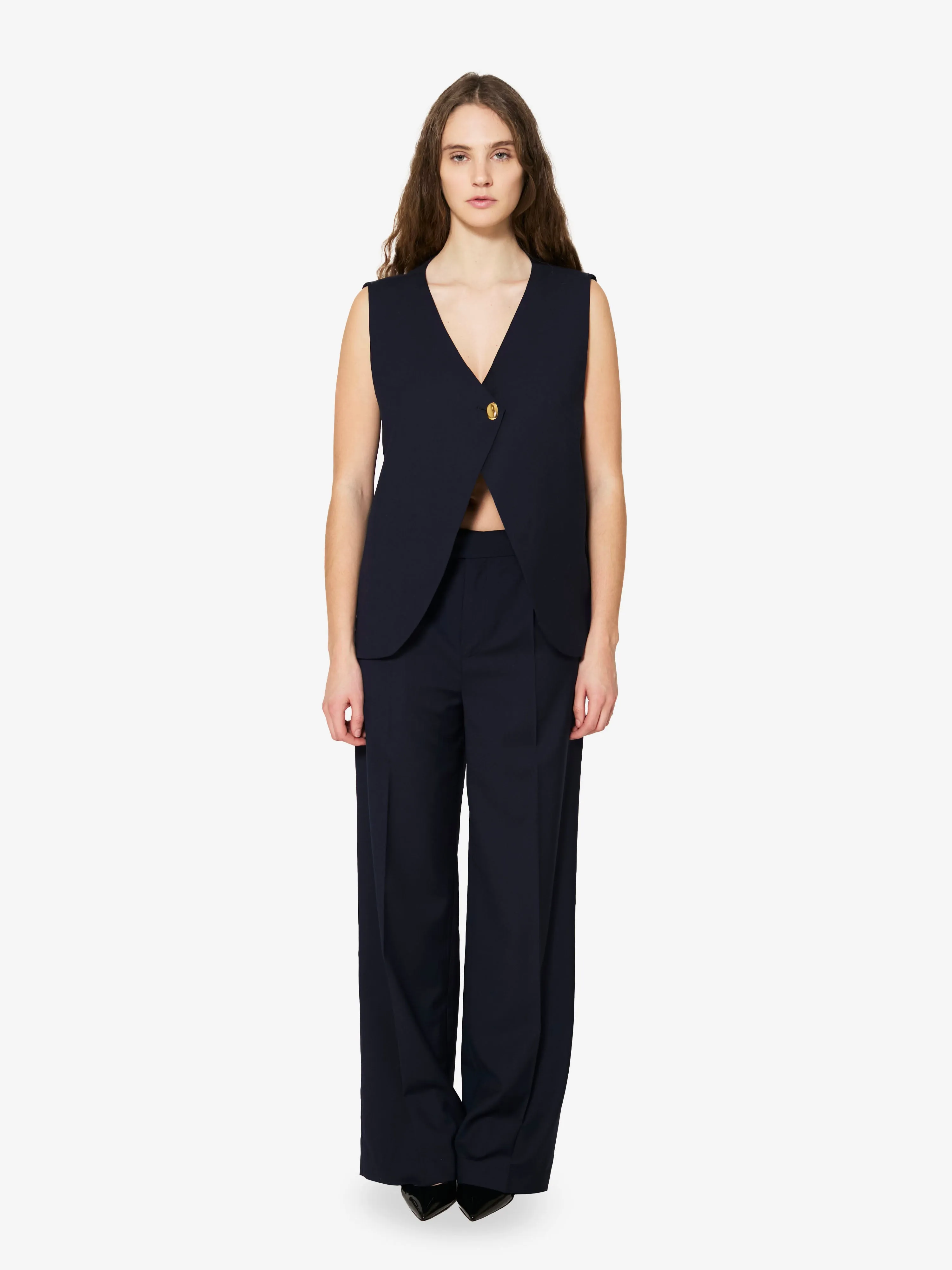 Bondie Pants in Blue Goldstone Wool sold by Yali Milano product image thumbnail 5