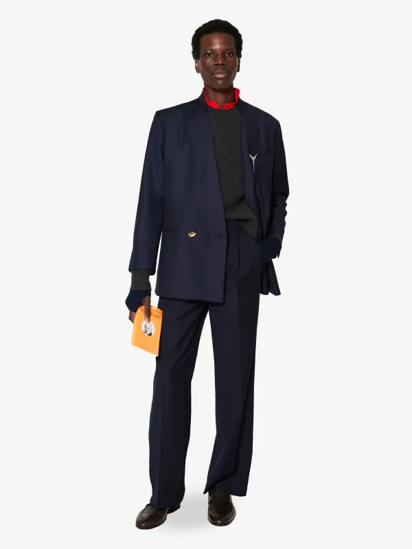 Bondie Pants in Blue Goldstone Wool made by Yali Milano