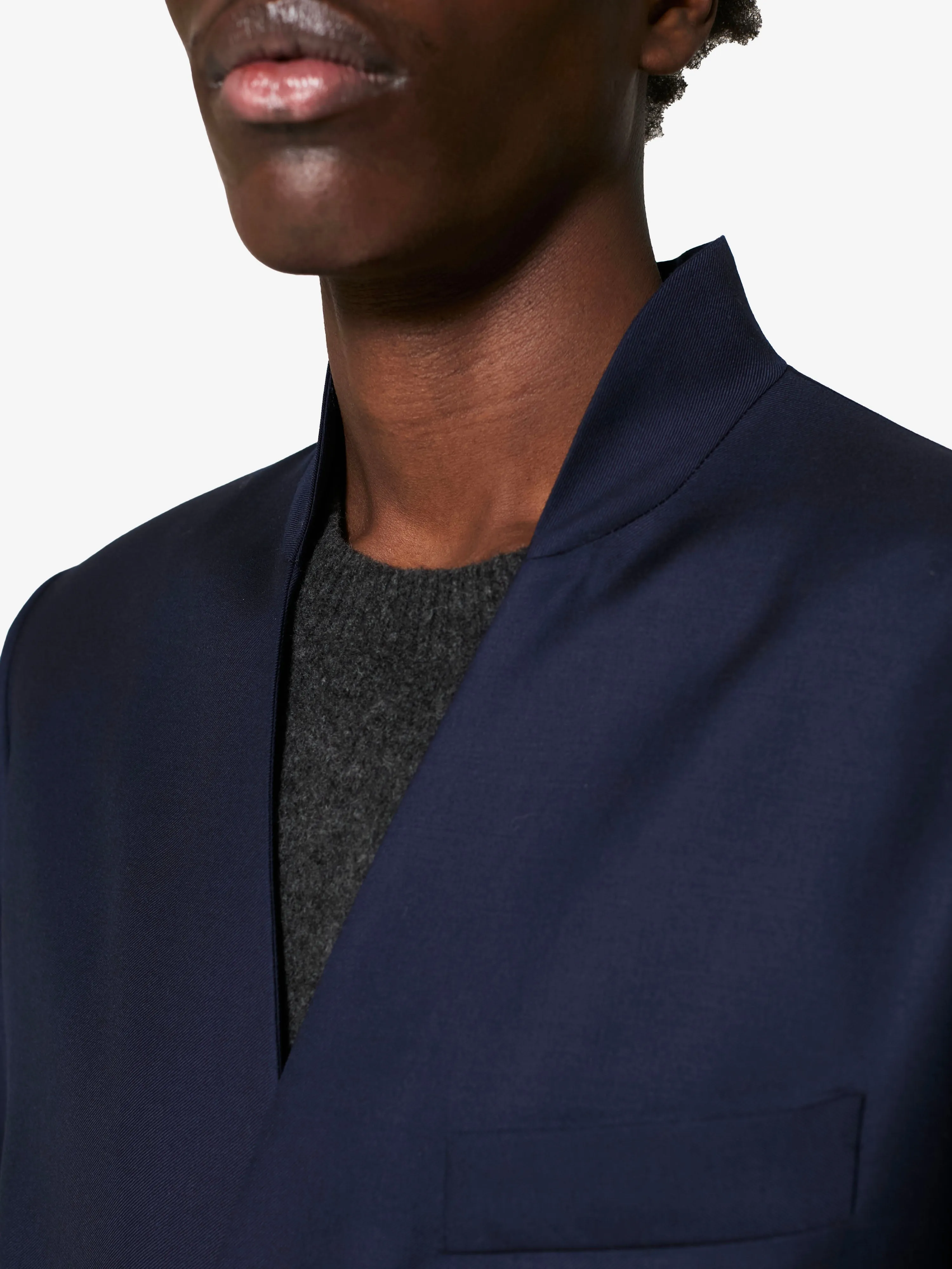 Airport Blazer in Blue Goldstone Wool sold by Yali Milano product image thumbnail 2