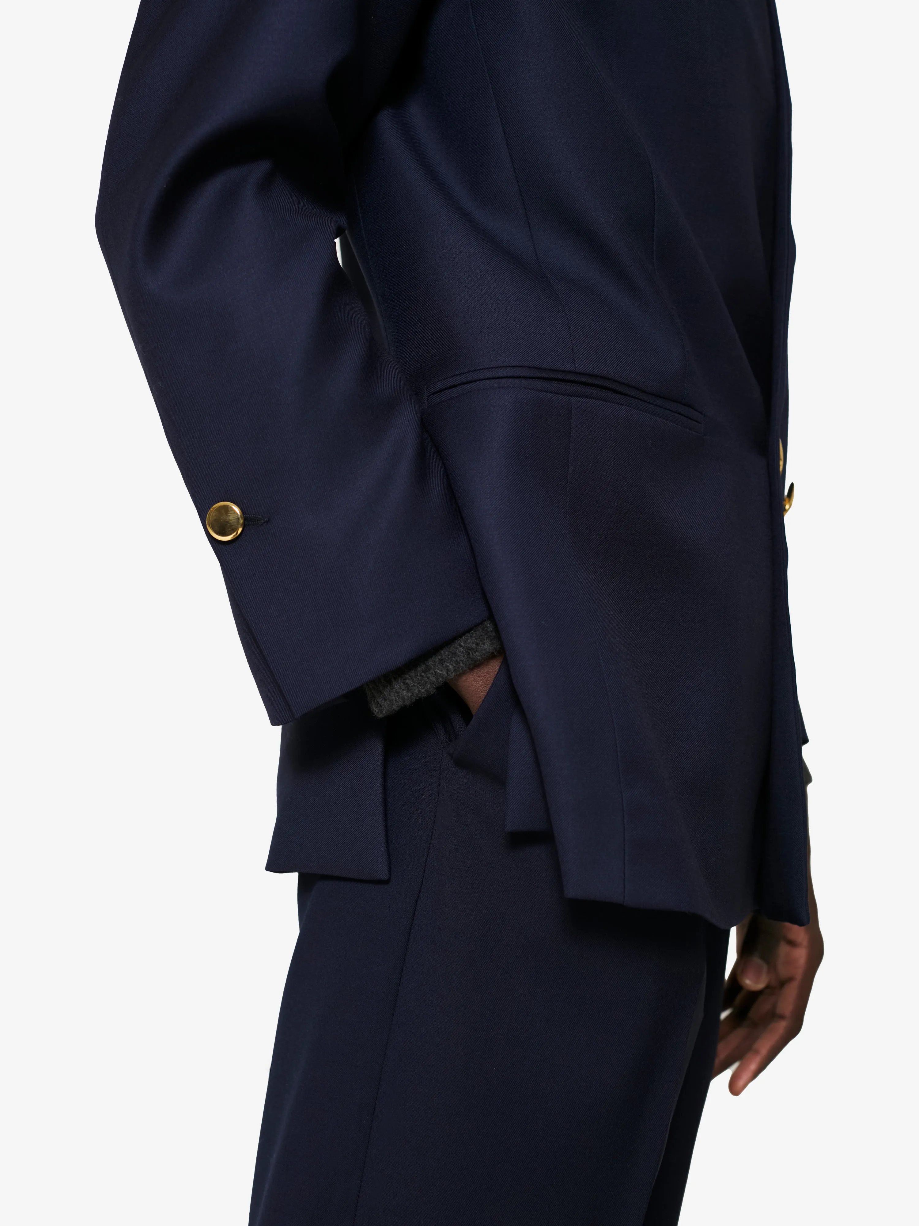 Airport Blazer in Blue Goldstone Wool sold by Yali Milano product image thumbnail 3