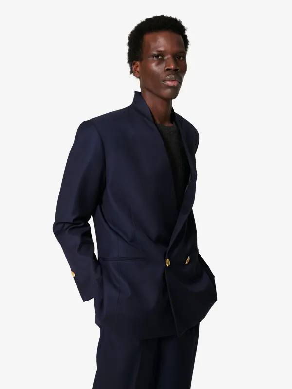 Airport Blazer in Blue Goldstone Wool made by Yali Milano