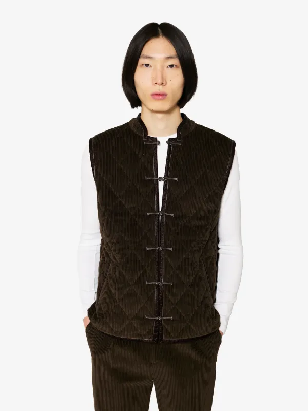 Charlie Vest in Cacao Corduroy made by Yali Milano