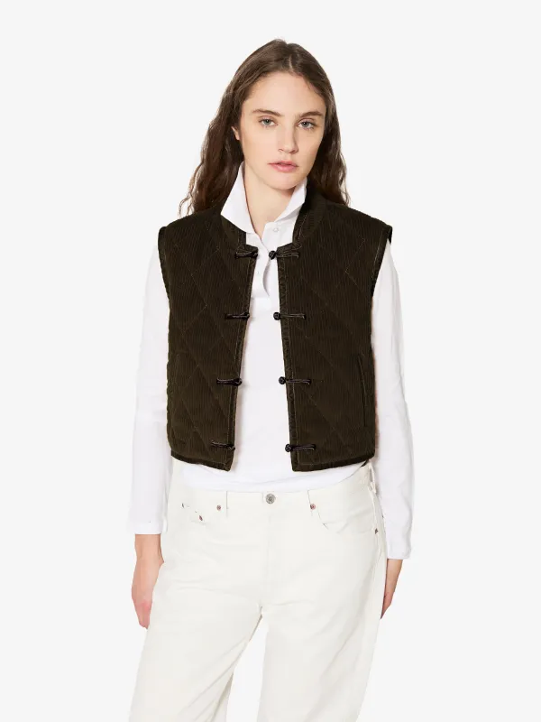 Mati Vest in Cacao Corduroy made by Yali Milano