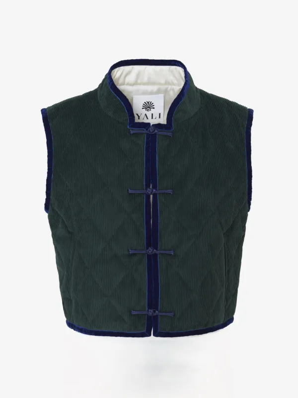 Mati Vest in Dark Green Corduroy made by Yali Milano