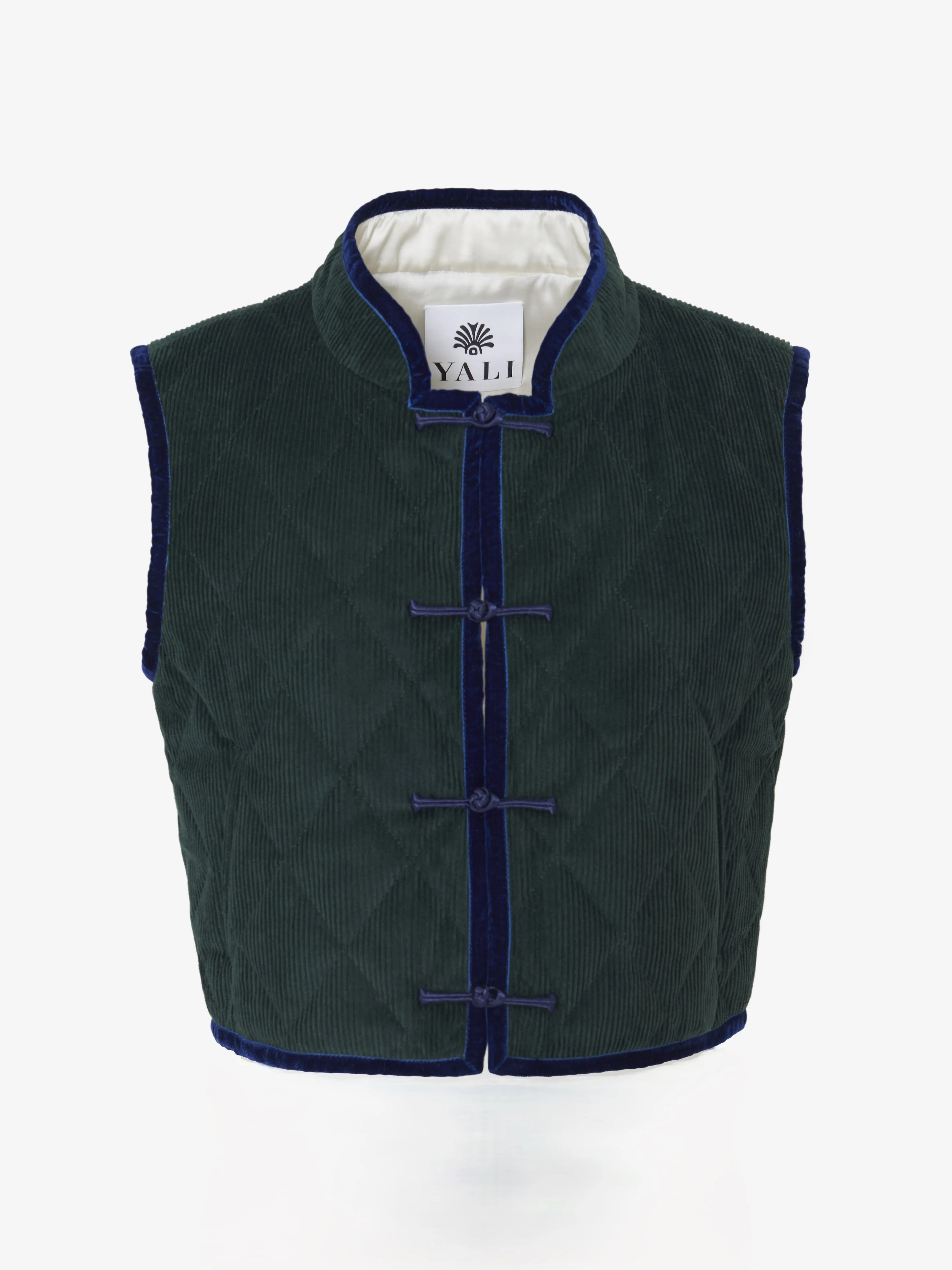 Mati Vest in Dark Green Corduroy sold by Yali Milano