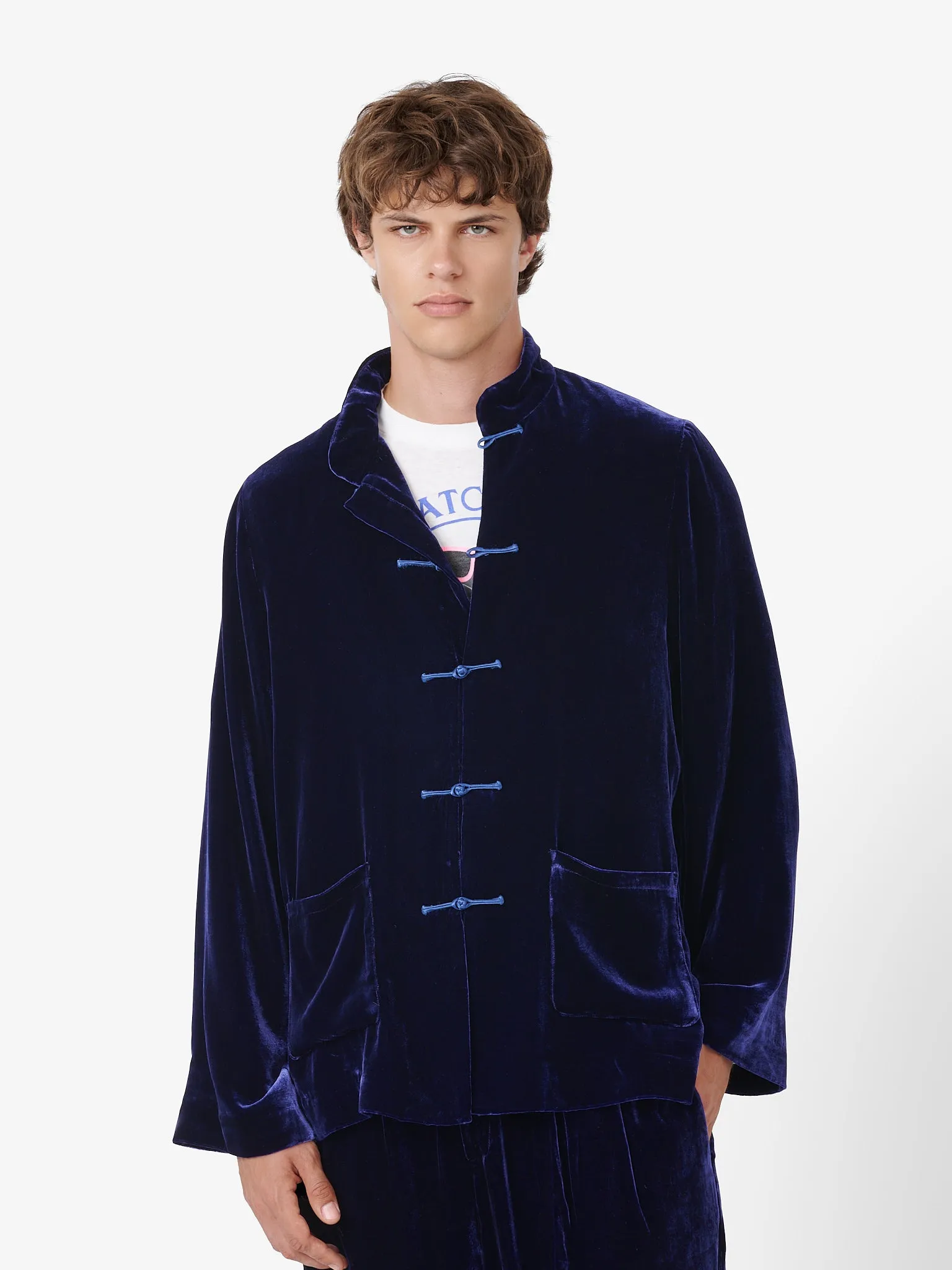 Maggio Blazer in Blue Velvet sold by Yali Milano