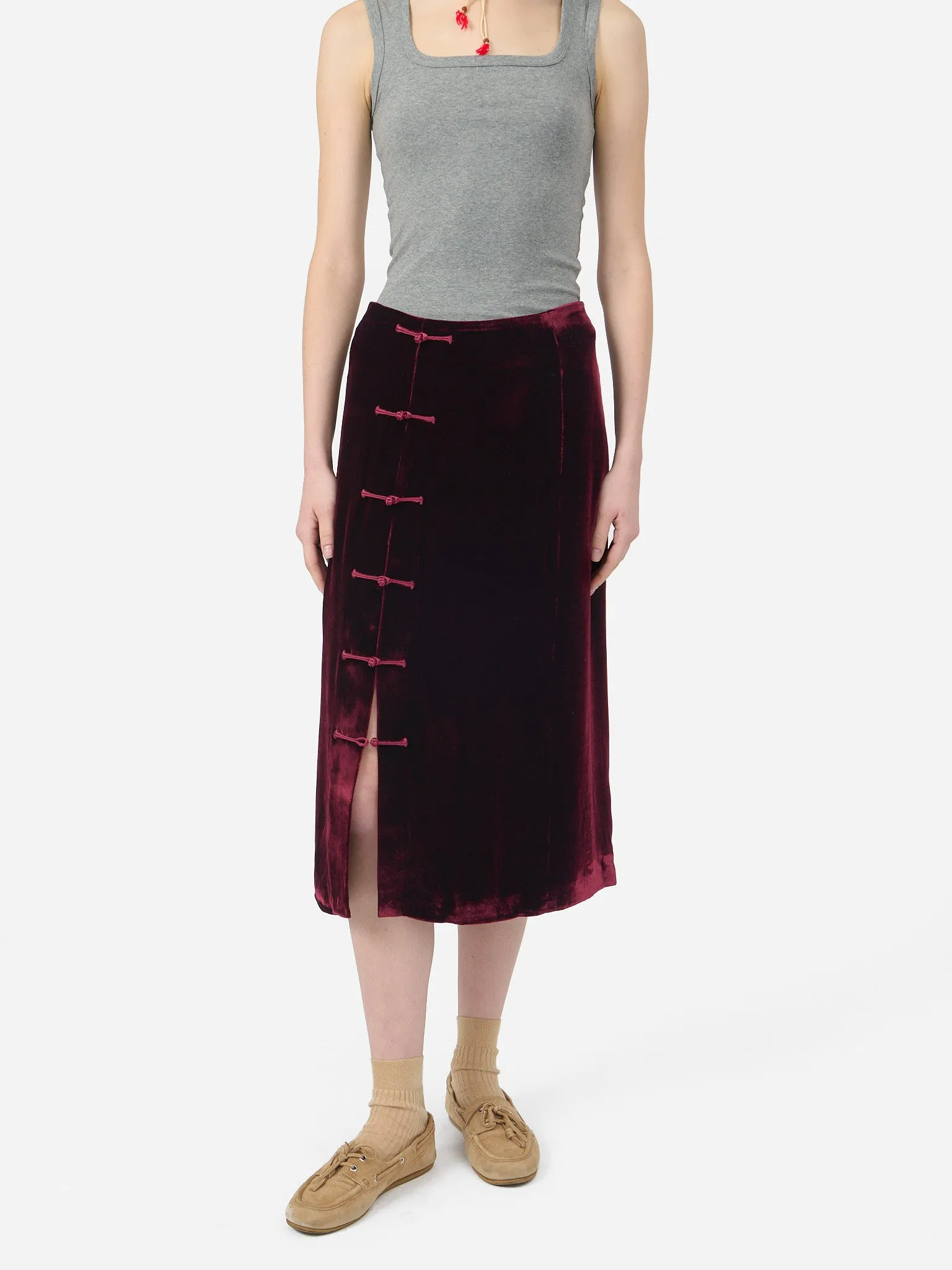 Lola Skirt in Burgundy Velvet sold by Yali Milano product image thumbnail 2