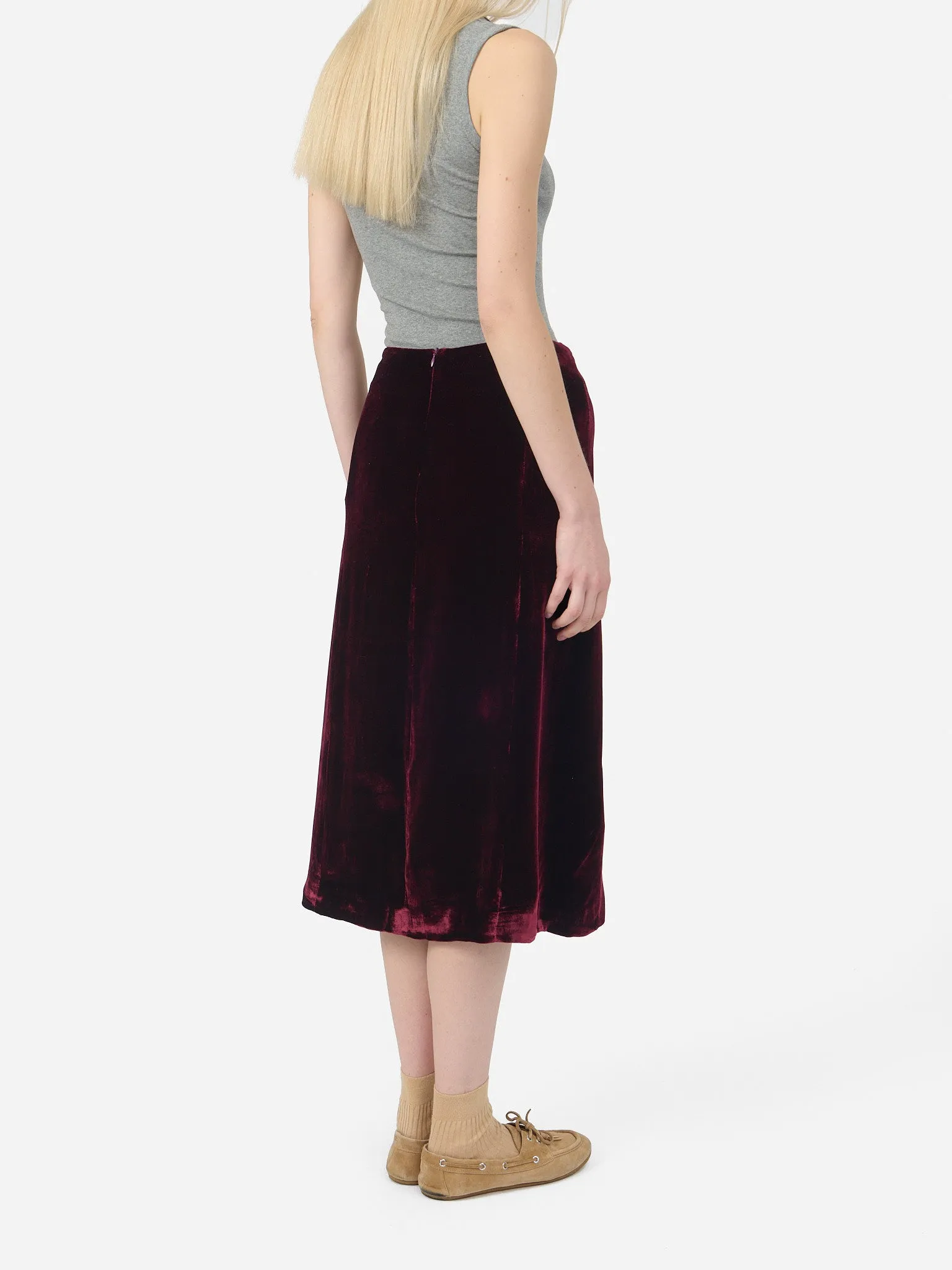 Lola Skirt in Burgundy Velvet sold by Yali Milano product image thumbnail 4