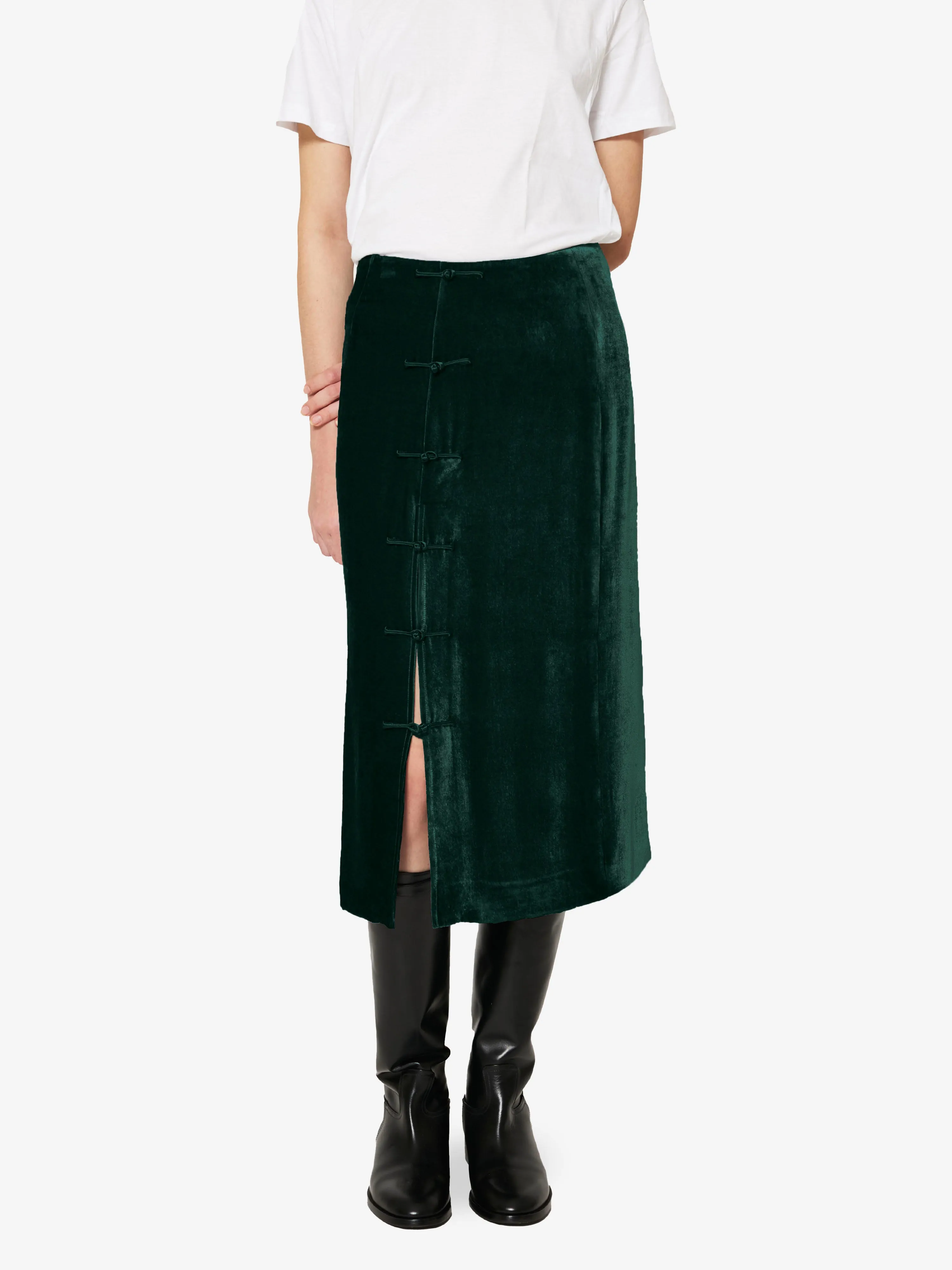 Lola Skirt in Green Velvet sold by Yali Milano product image thumbnail 2